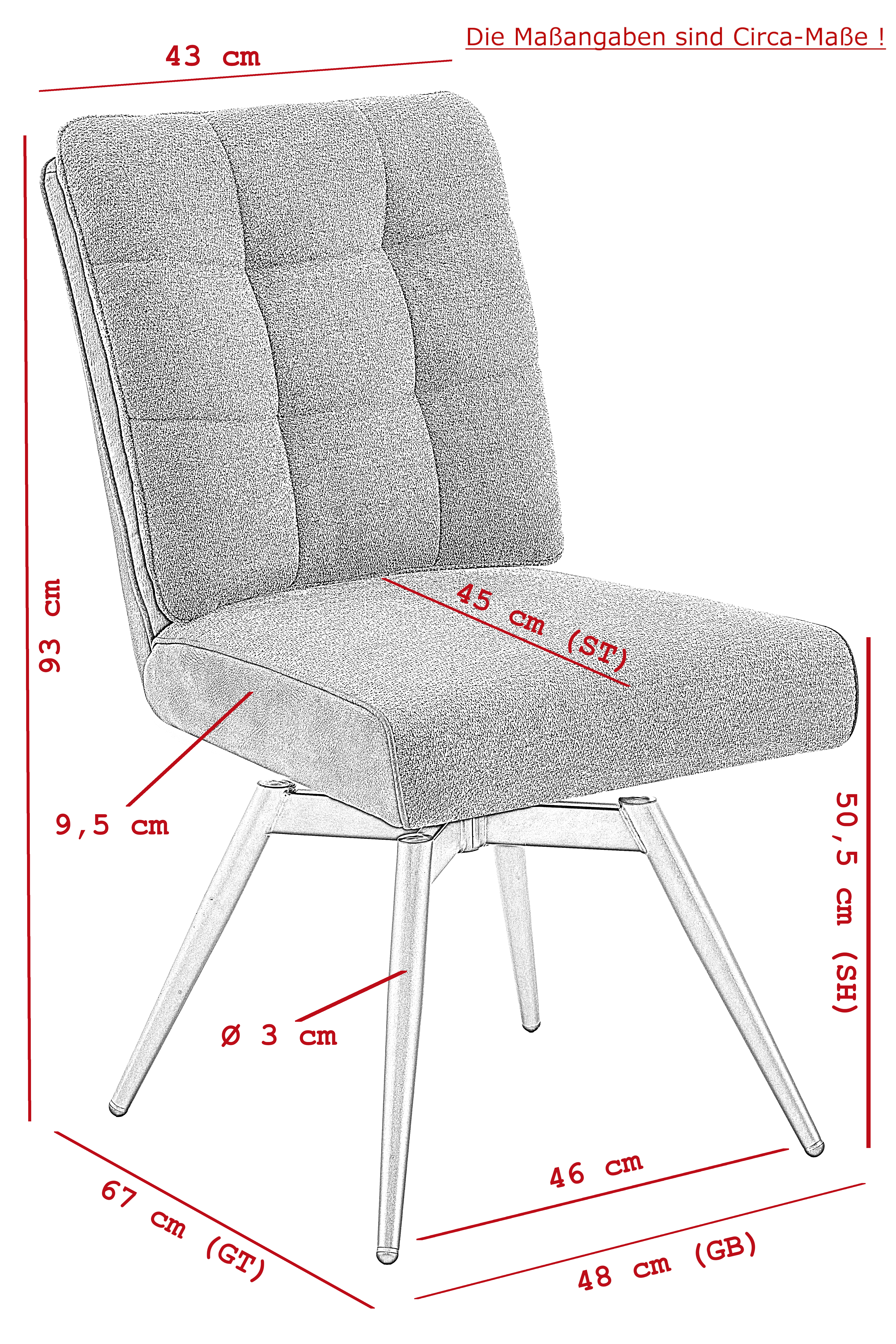 Vierfußstuhl, Microfaser dunkelgrau - MyStyle 4083