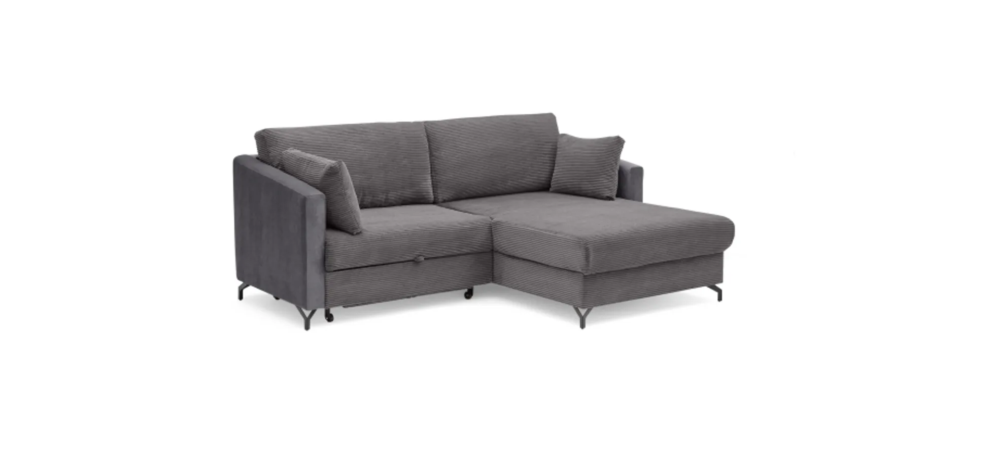 Ecksofa - 1,5-Sitzer, Ecke rechts inkl. Schlaffunktion und Bettkasten, Stoff, Grau