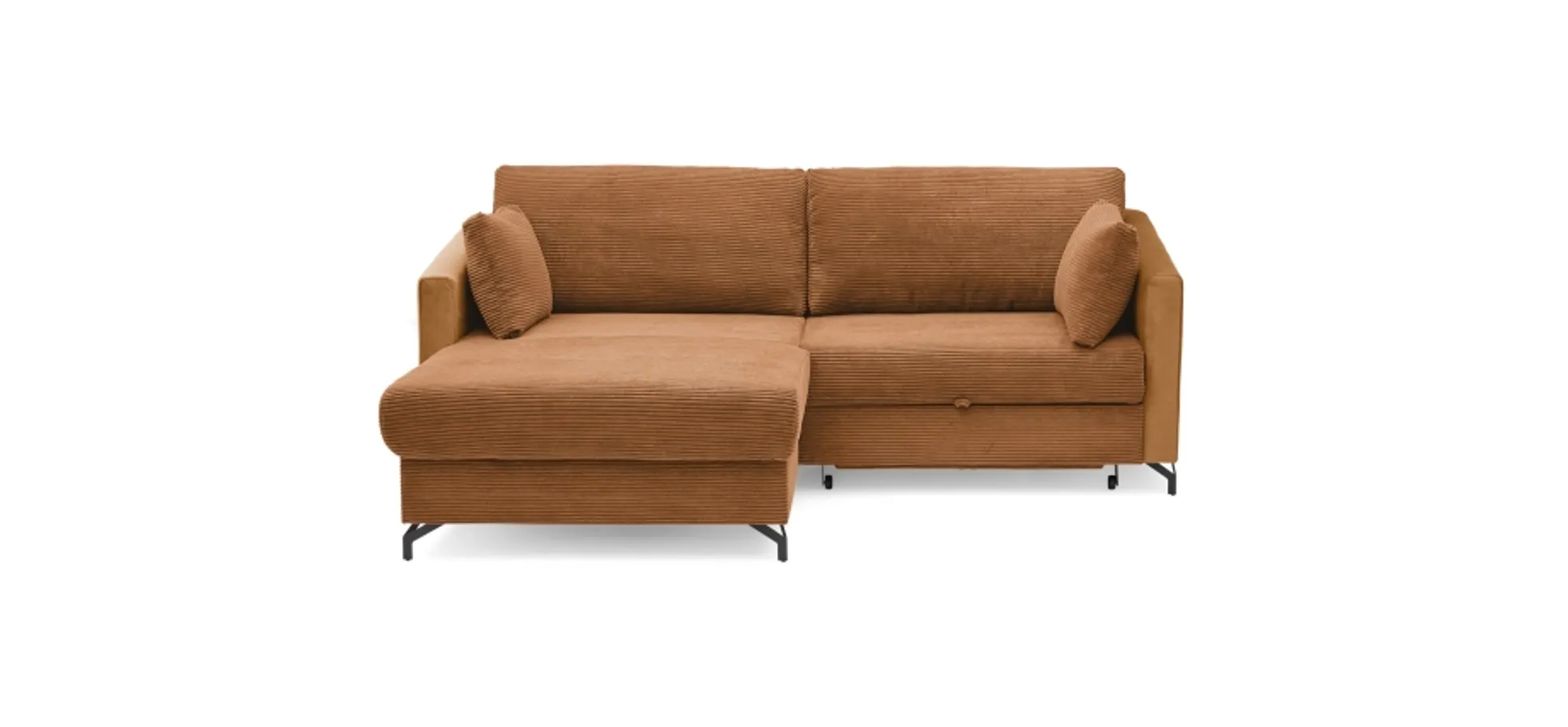 Ecksofa - 1,5-Sitzer, Ecke rechts inkl. Schlaffunktion und Bettkasten, Stoff, Kupfer