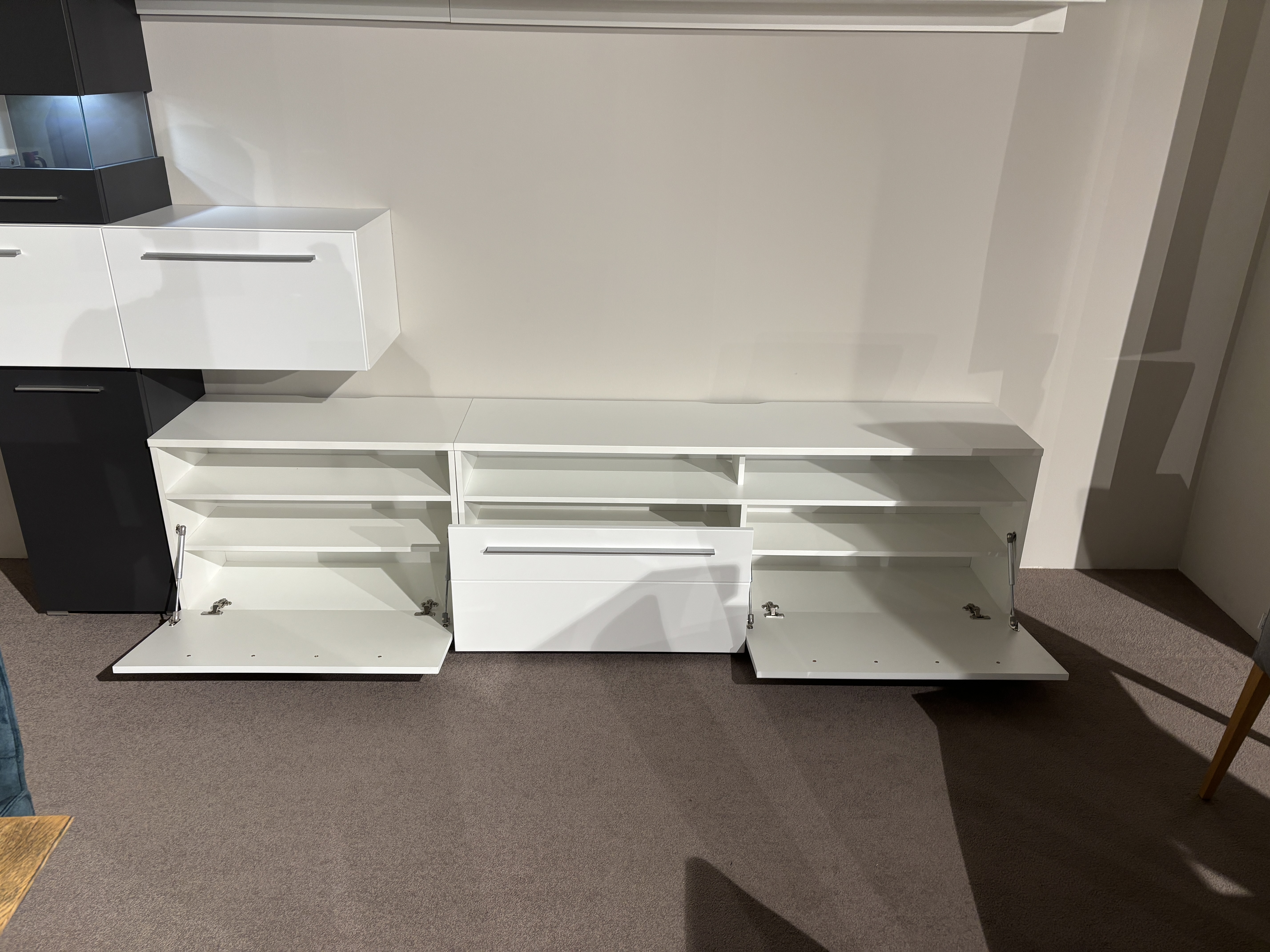 Wohnwand, weiß/graphit matt MDF - INKON