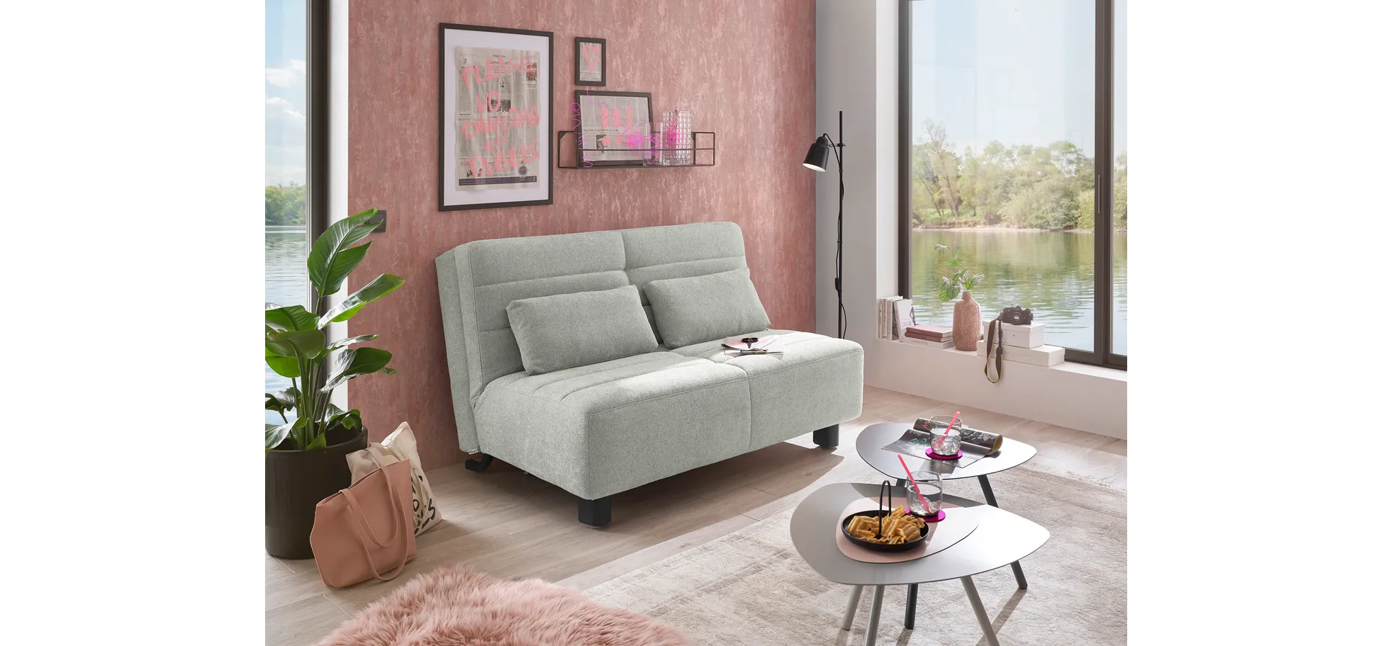 Faltsofa Easy - 2-Sitzer ohne Armlehne, ca. 140 cm inkl. Schlaffunktion, Stoff, Grau Faltsofa Easy - 2-Sitzer ohne Armlehne, ca. 140 cm inkl. Schlaffunktion, Stoff, Grau