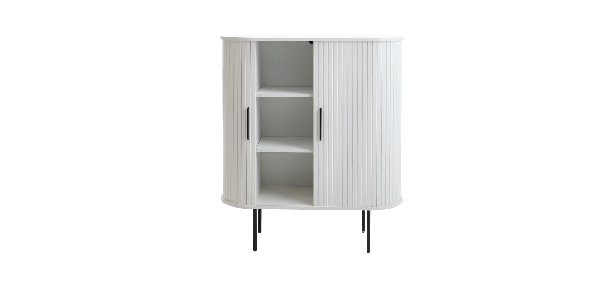 Highboard, Weiß, 2 Lamellenschiebetüren - Uriel