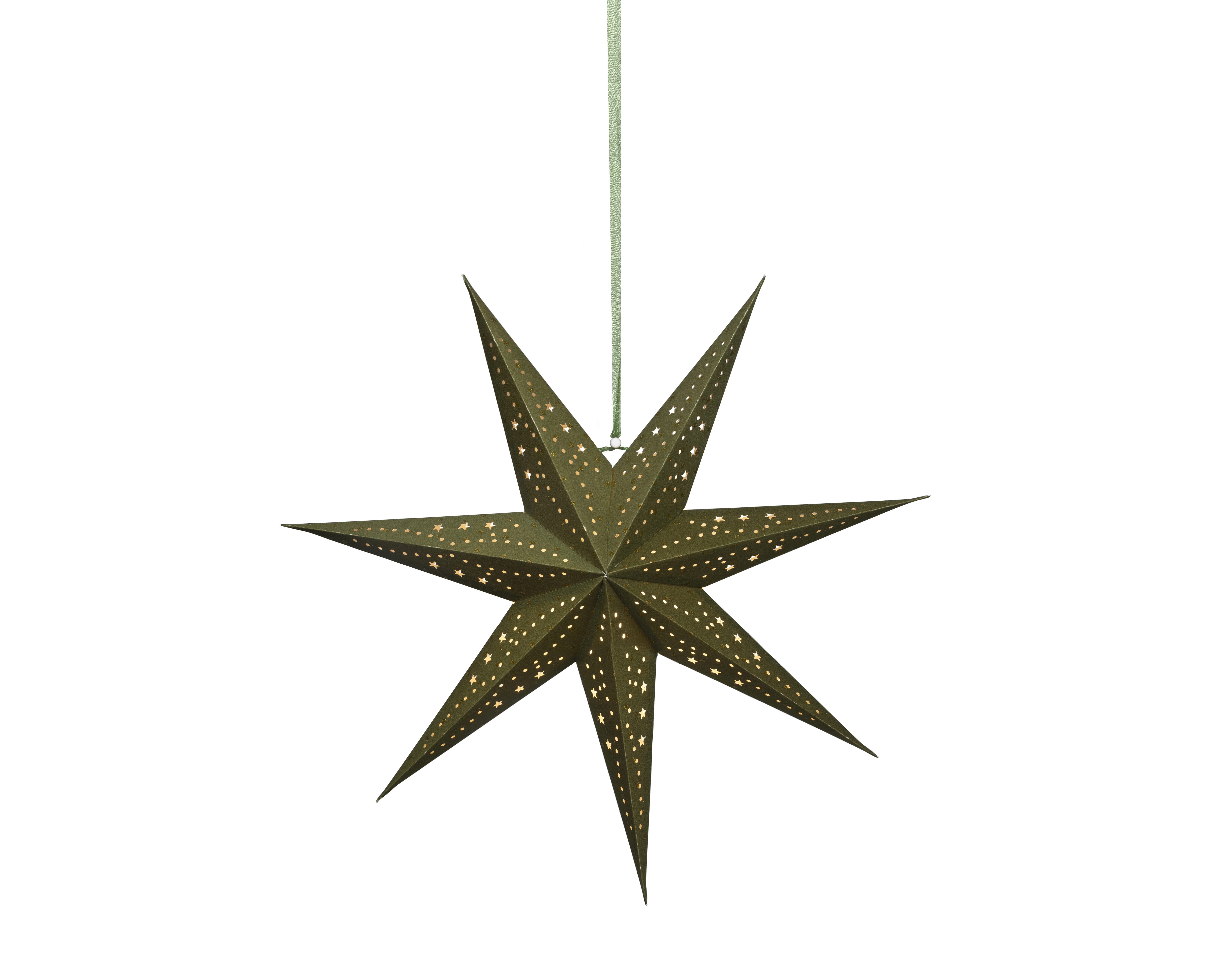 LED Stern - grün/warmes weiss, Papier, Ø58-L24.5cm-6L