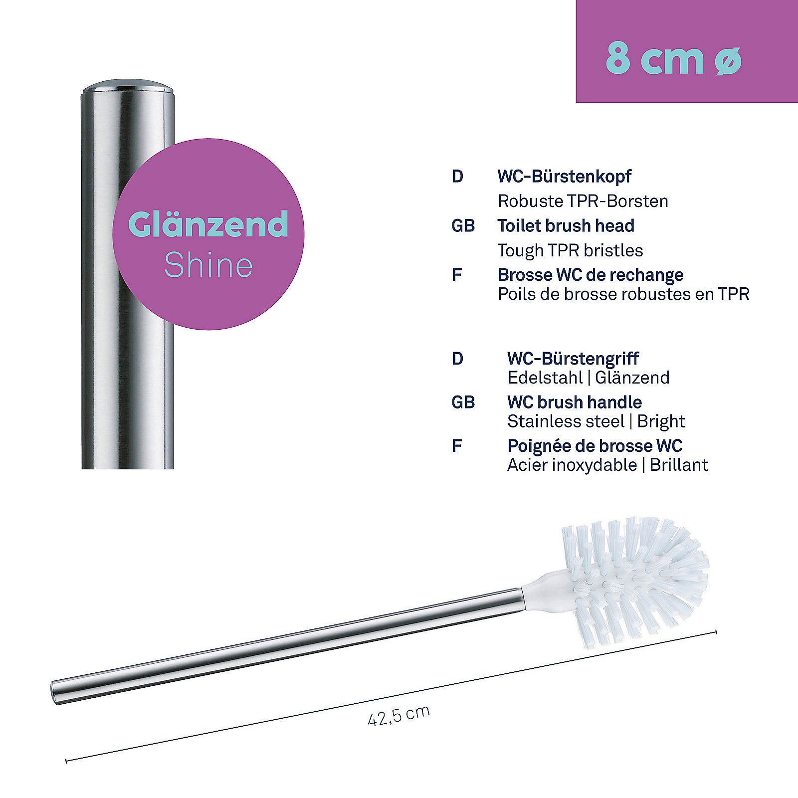 WC-Bürste La Brosse 42,5cm - PET Kunststoff weiß Glänzend