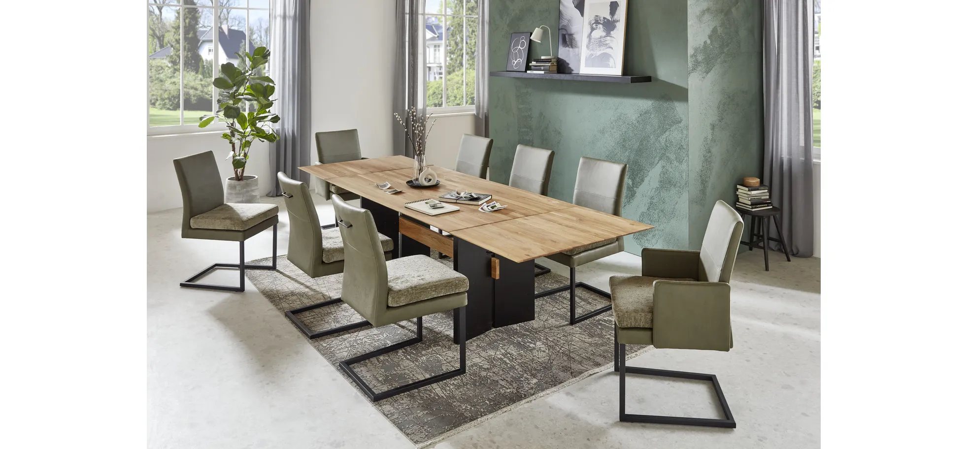 Esstisch - ausziehbar, LB ca. 180(300)x100 cm, Eiche massiv