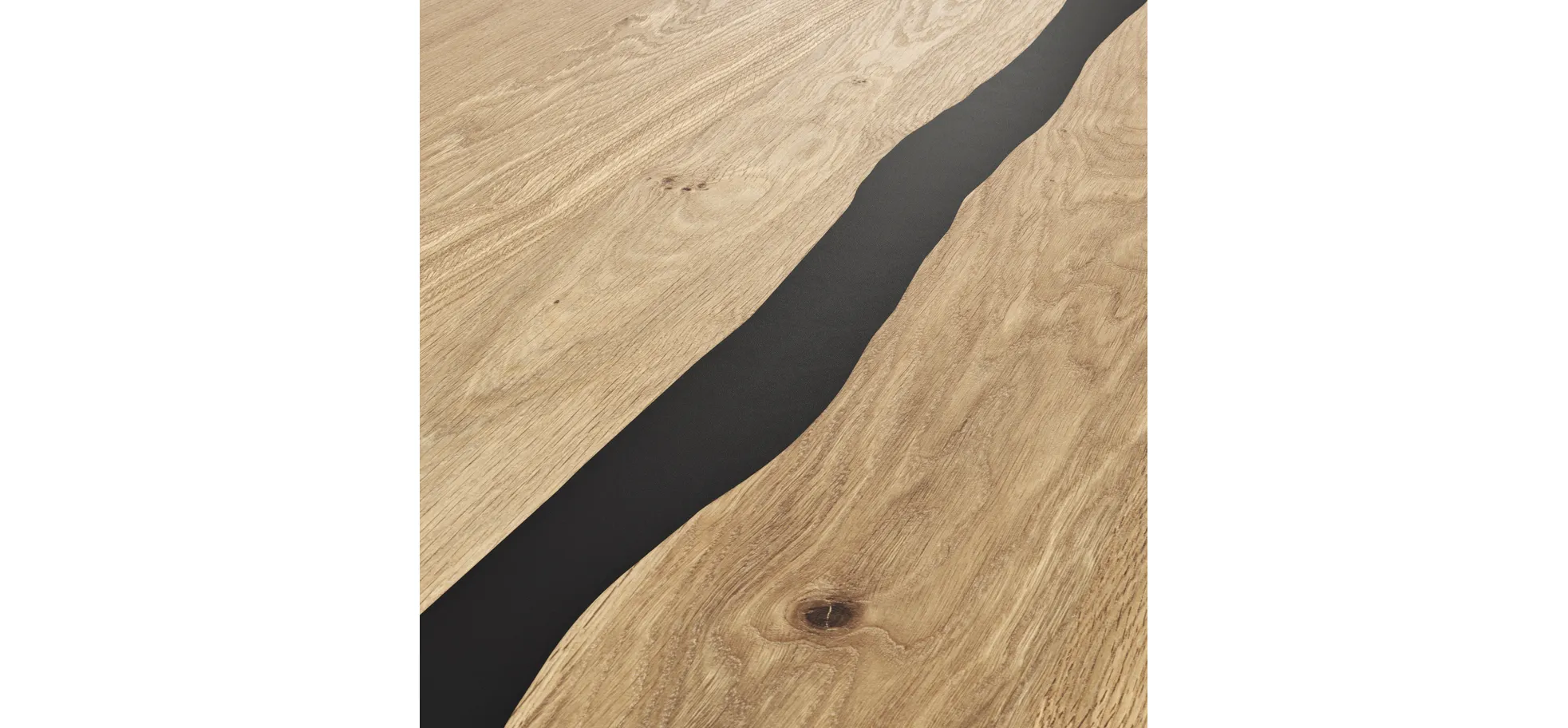 Esstisch Kima - LB ca. 220x100 cm, Wildeiche massiv mit Epoxid-Harz Esstisch Kima - LB ca. 220x100 cm, Wildeiche massiv mit Epoxid-Harz