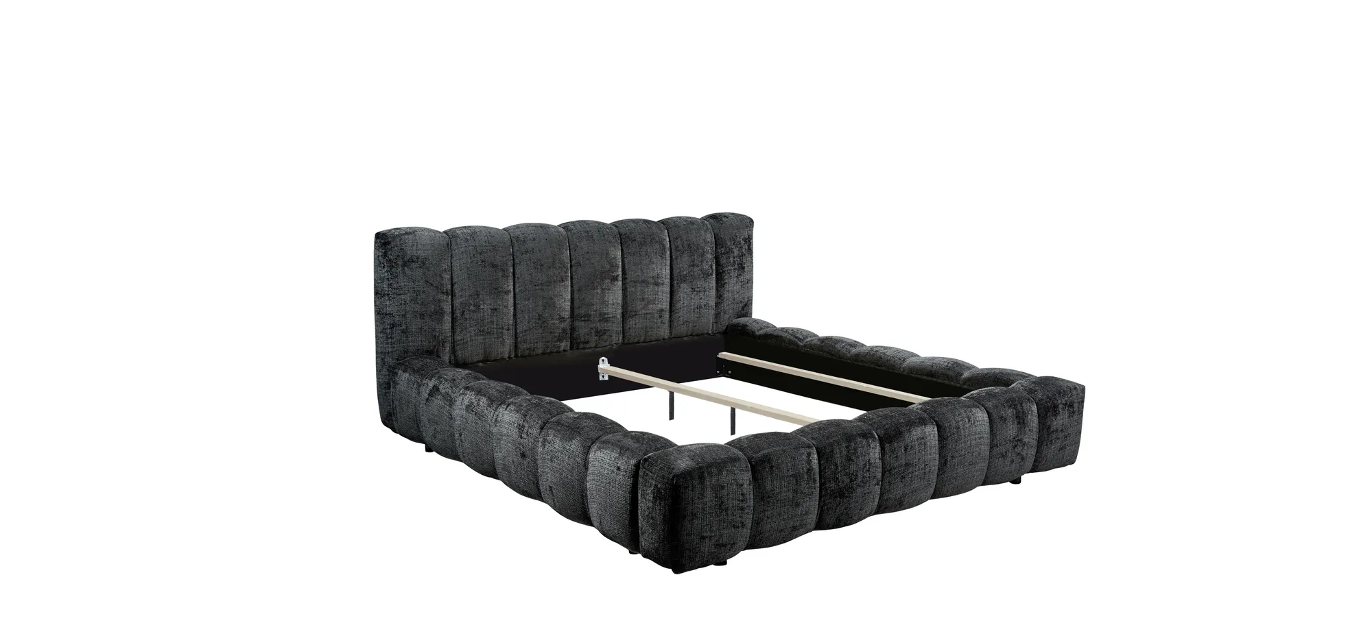 Polsterbettrahmen, Stoff black, 180x200 cm - Eleine