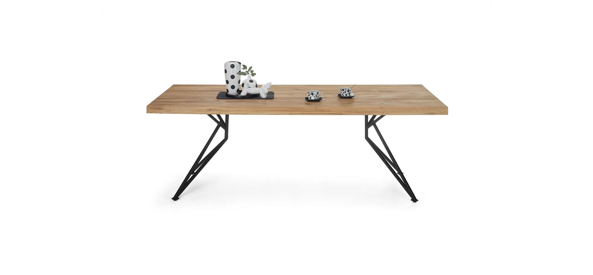 Esstisch - LB ca. 220x100 cm, Wildeiche massiv geölt, Schwarz