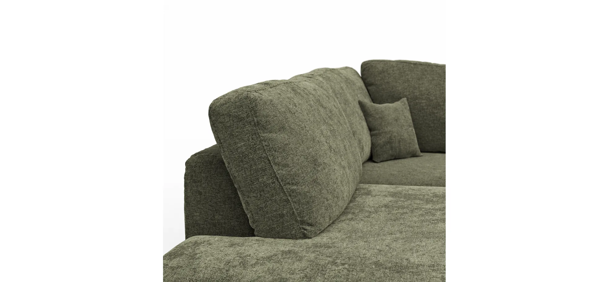 Ecksofa, olivgrün, Füße Metall schwarz - Solenne