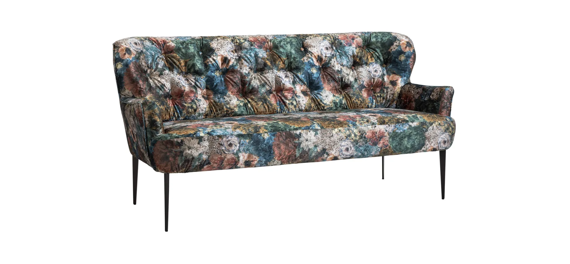 Diningsofa Scranton - 3-Sitzer, Stoff, Flower rose/blau