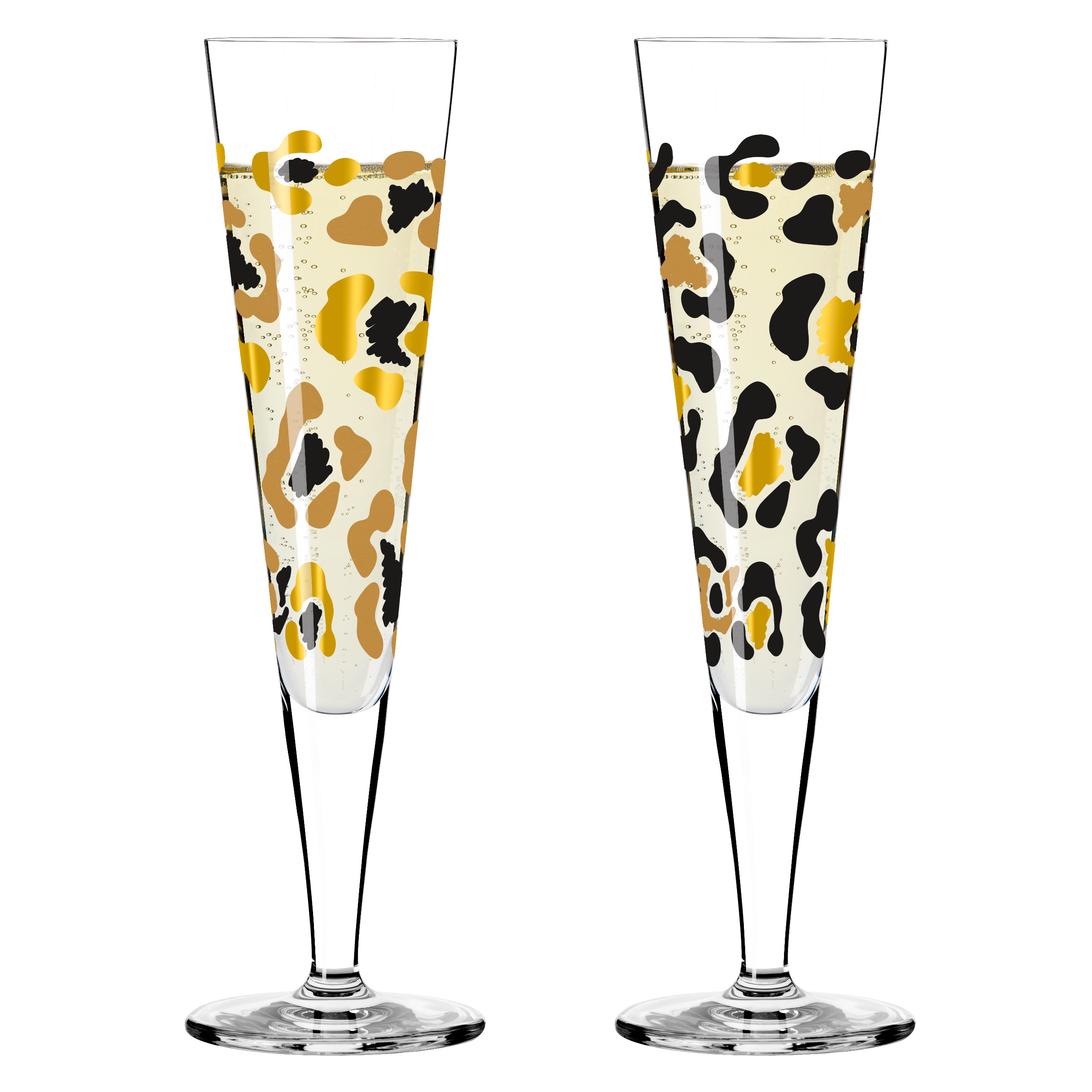 Ritzenhoff Champagnerglas-Set Goldnacht - 2-er Set, Leopardenmuster 