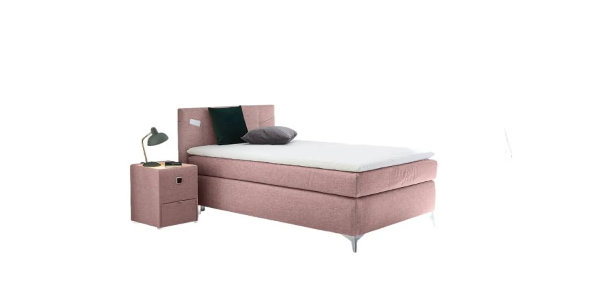 Boxspringbett- Liegefläche ca. 120x200 cm, Stoff, Hellrosa