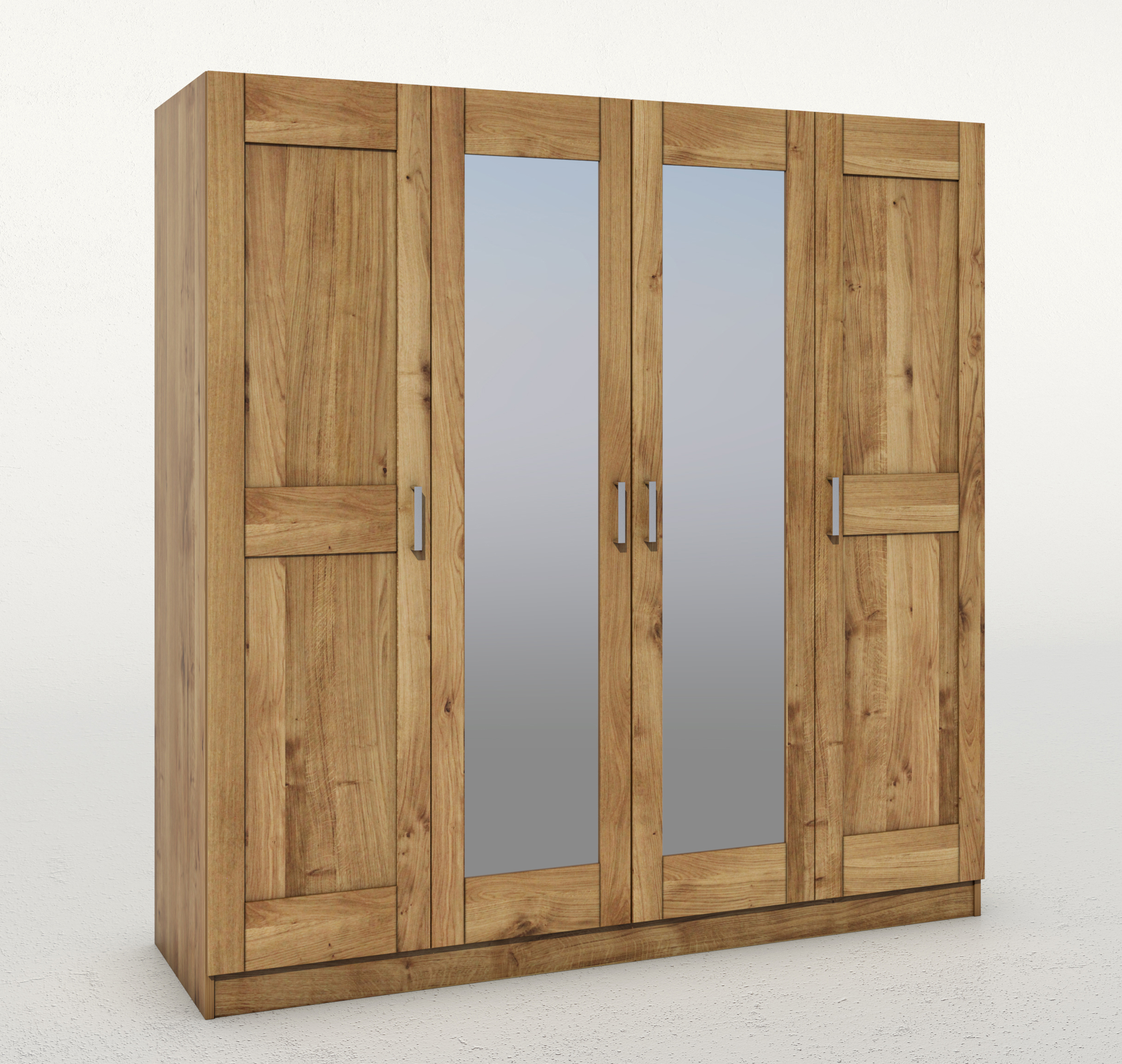 Kleiderschrank 4-trg., 2 Spiegel, Eiche - MyTrend318