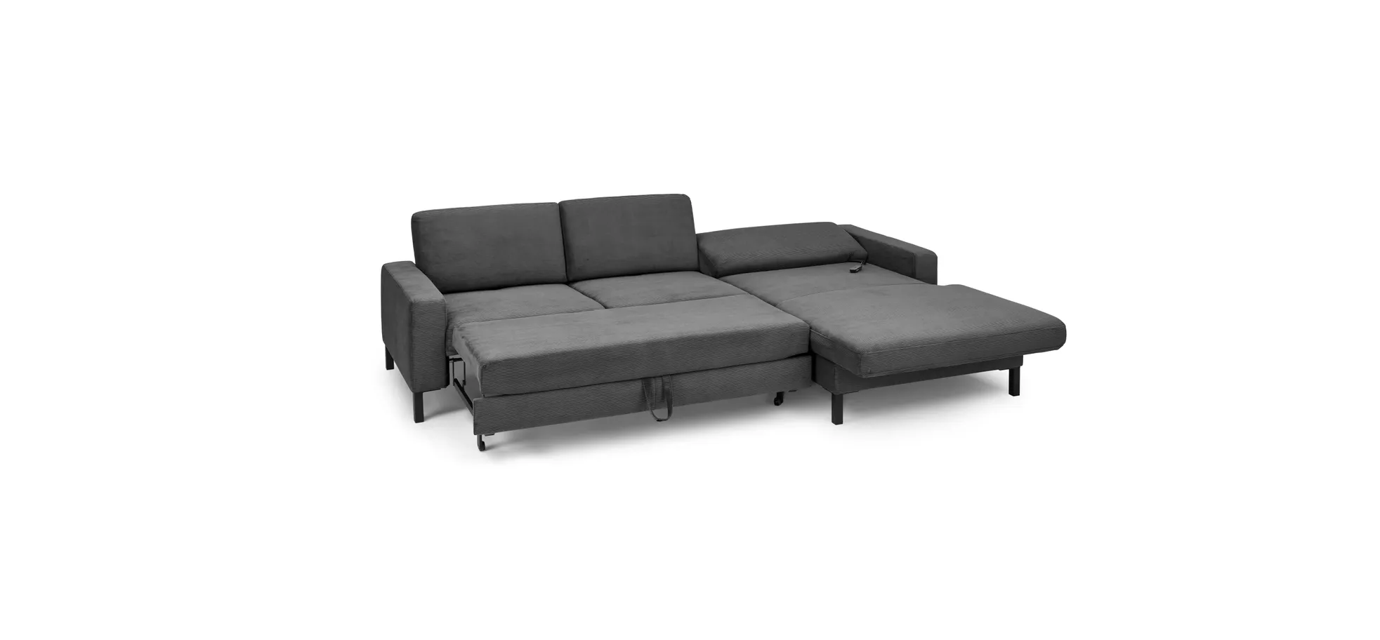  Ecksofa CALM MOVE 2.0 - 2,5-Sitzer mit Longchair rechts, Schlaffunktion, Feincord, Anthrazit