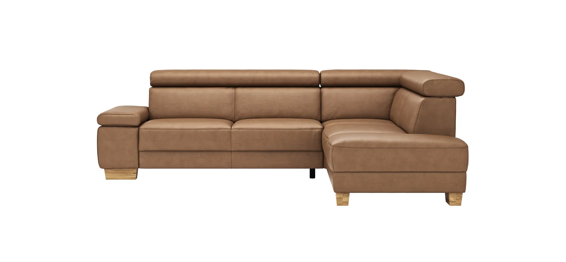 Ecksofa Philadelphia - 2,5-Sitzer, Ecke rechts, Kopfteil verstellbar (manuell), Stoff, Braun