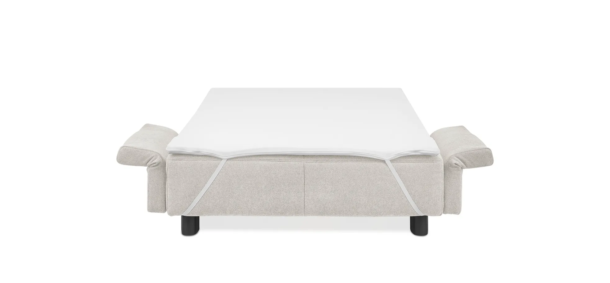  Faltsofa Easy - 2-Sitzer, ca. 140 cm inkl. Schlaffunktion/Topper/Armteil verstellbar, Stoff, Creme