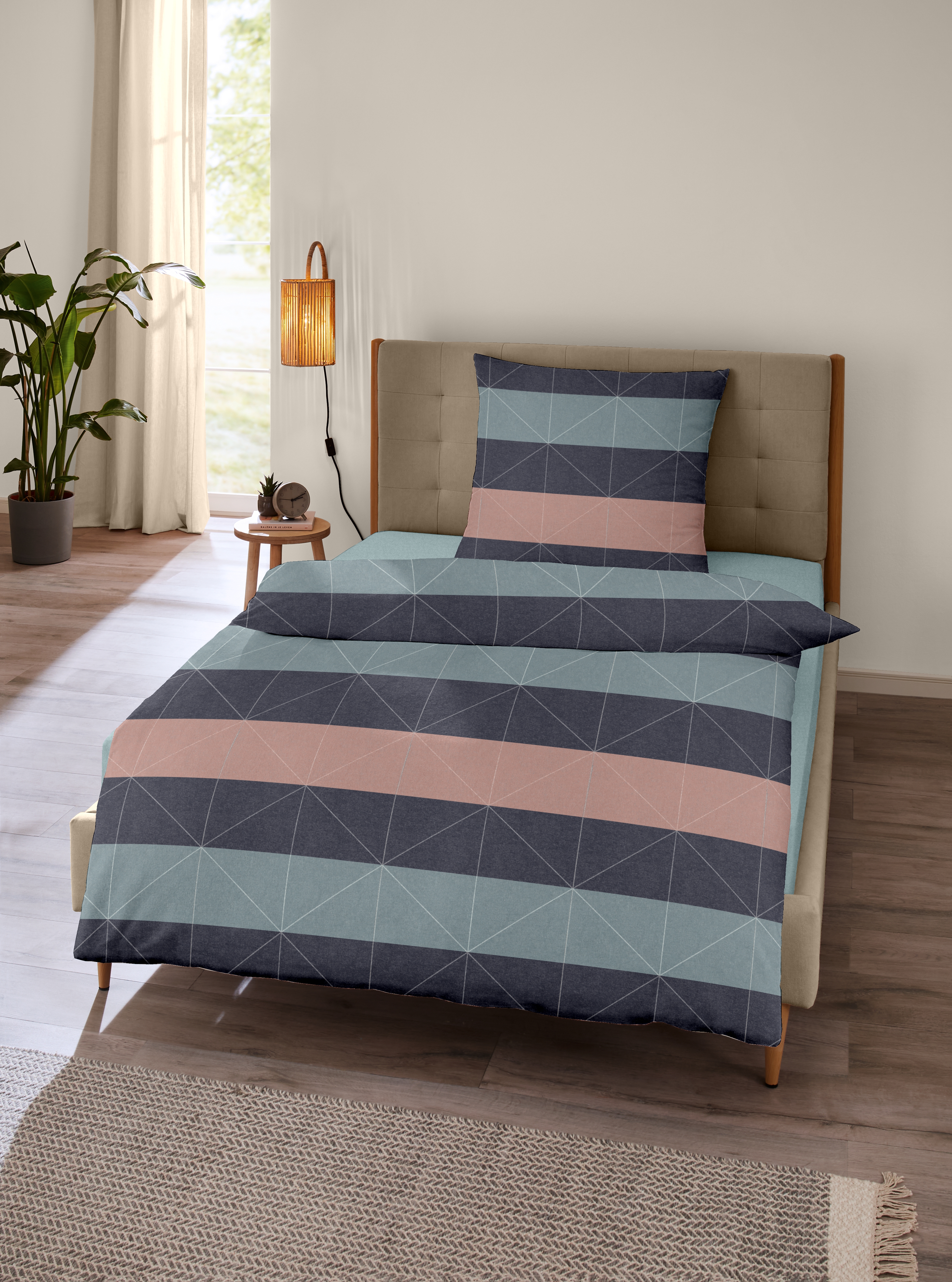 CASEA Jacquard-Flanell-Bettwäsche - Floridas, 135x200cm, gestreift