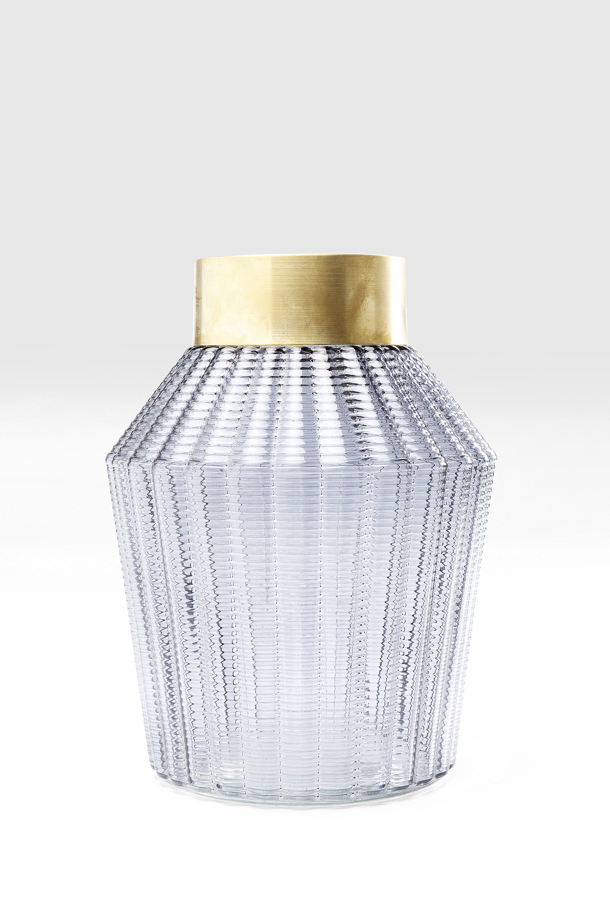 Vase Barfly Grey, Glas grau, gold - Flower