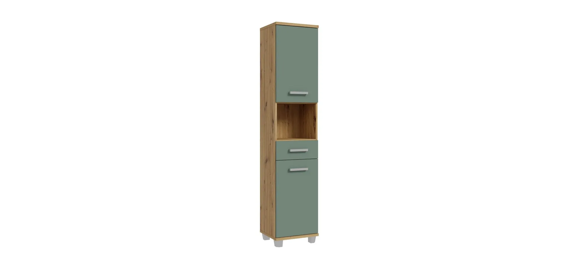 Hochschrank- B ca. 40 cm, Eiche Dekor, Graugrün