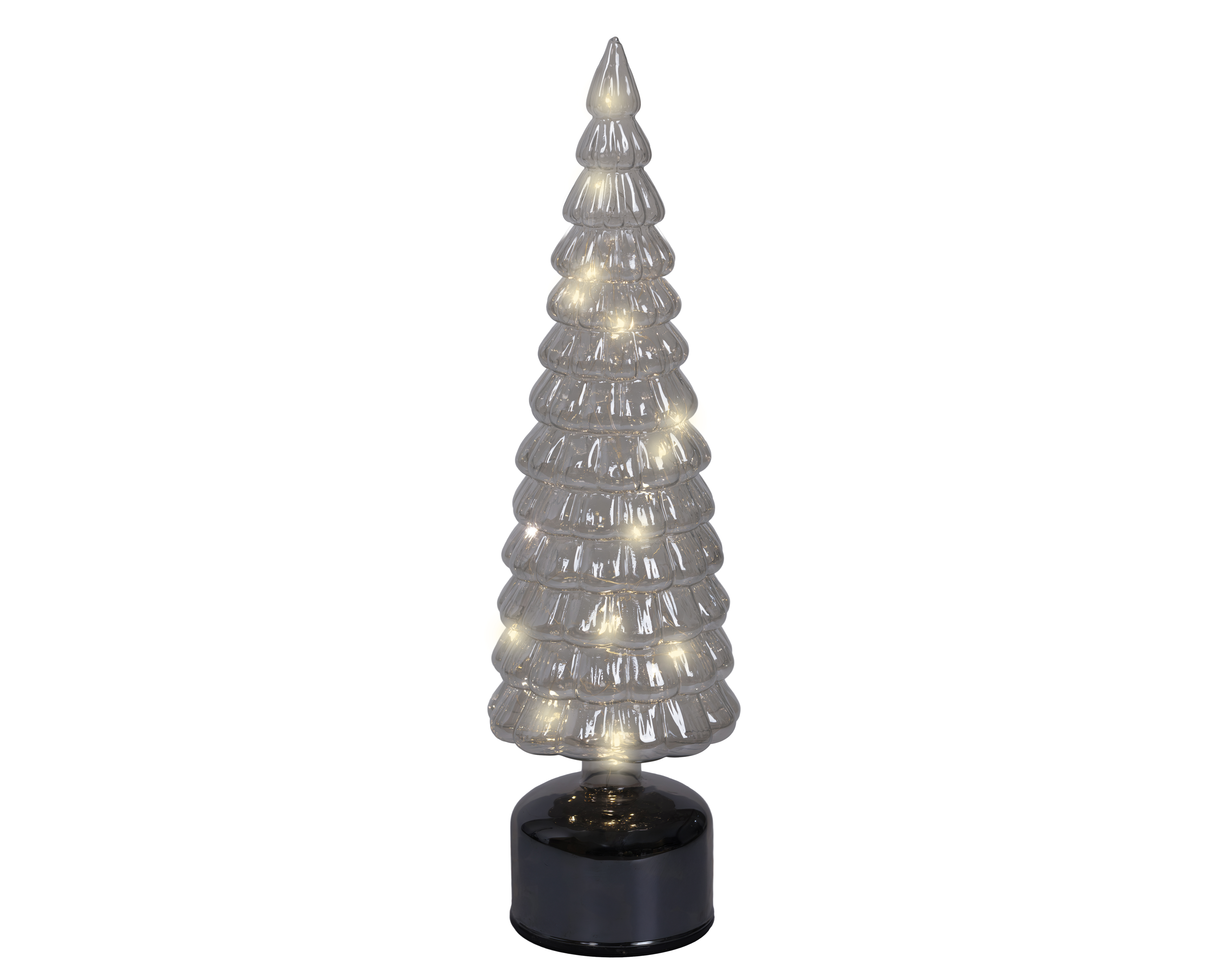 LED Baum, rotierend - grau/warm weiss, Glas, Ø11-H39cm-20L