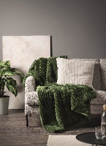 Wohndecke Cord Optik, dunkelgrün - 150x200 cm, Mikrofaser