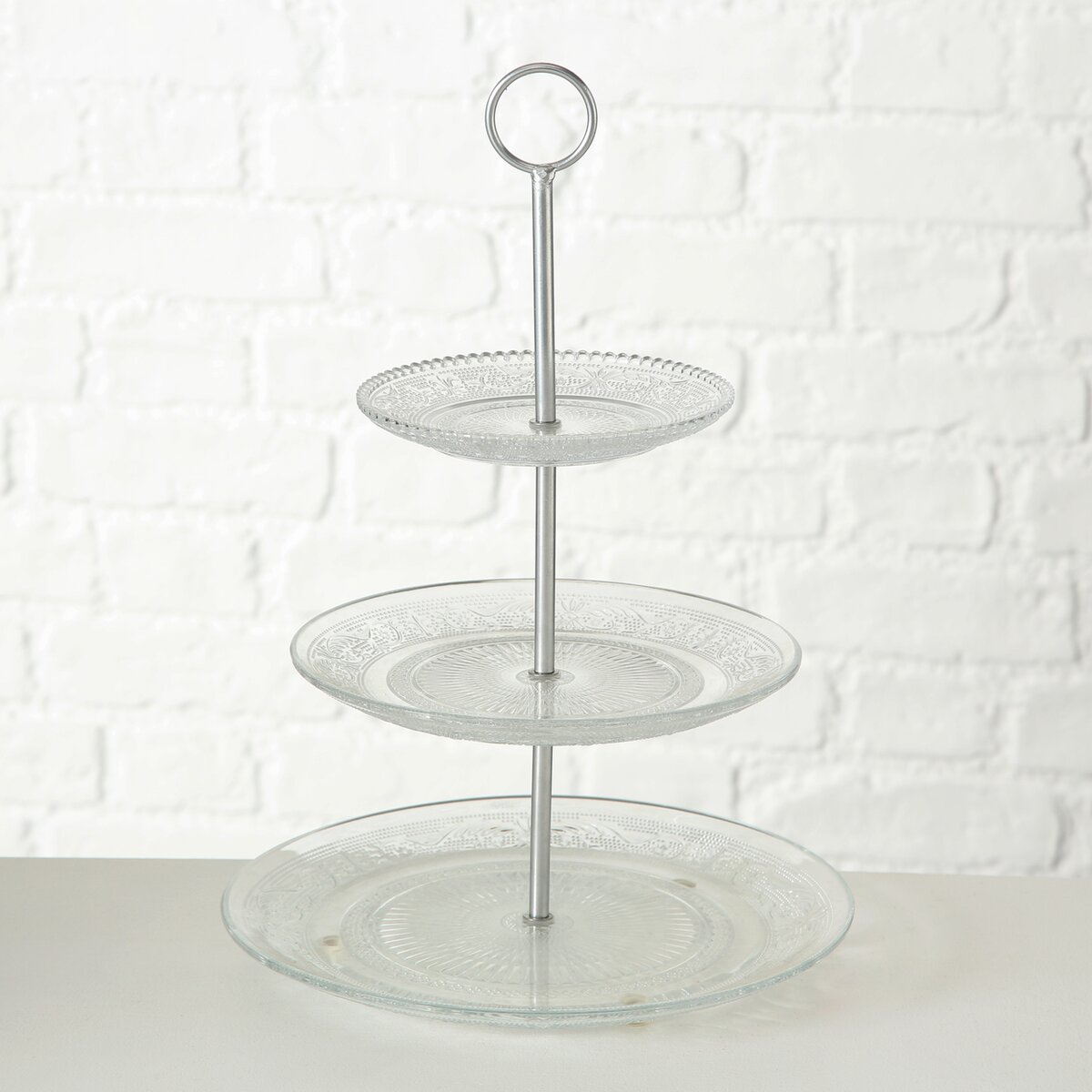 Etagere Relief - H 35,00 cm, Eisen, Klarglas