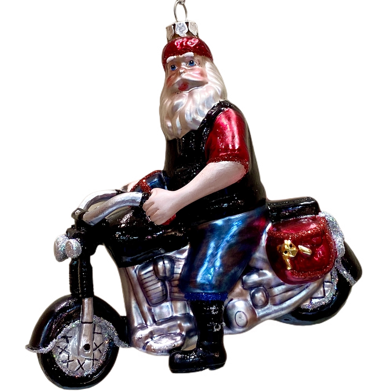 Weihnachtsbaumkugel Santa Biker - ca. 12cm