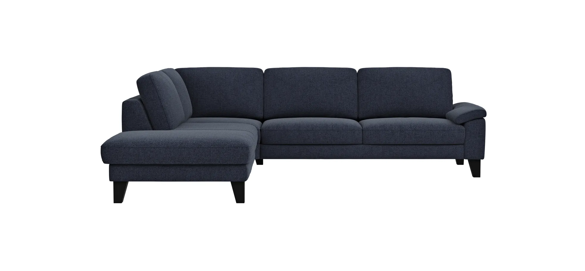 Ecksofa Oviedo - Ecke links mit 2,5-Sitzer inkl. Drehsitz, Stoff, Dunkelblau