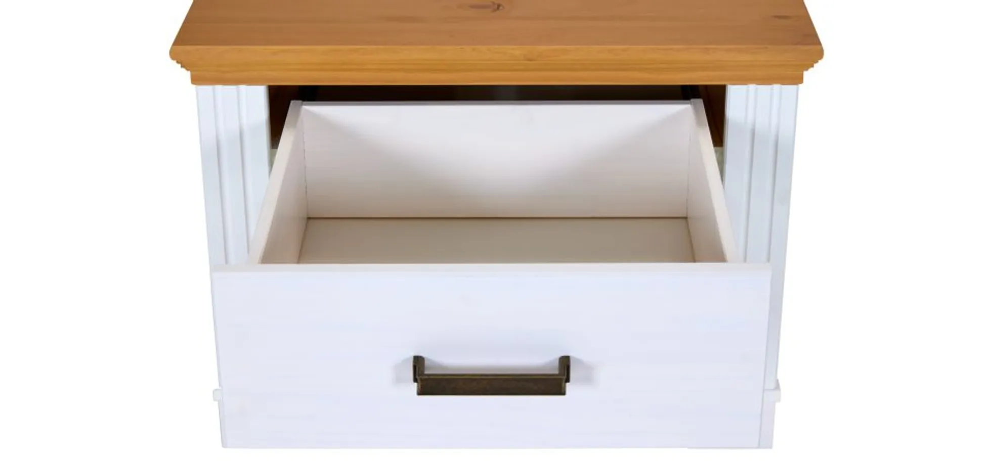 Nachtkommode - B ca. 68 cm, Weiß, Oak Colori