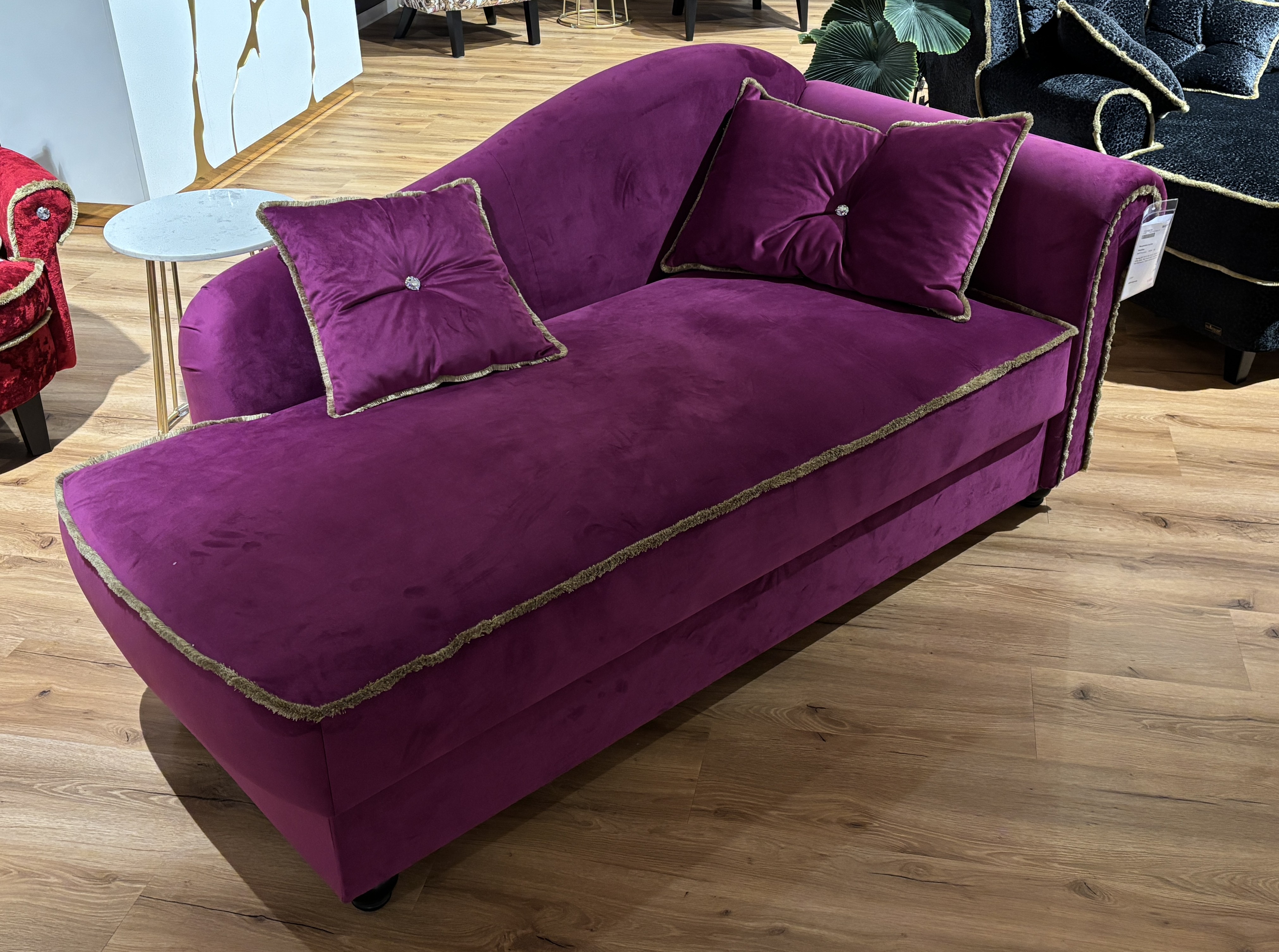 Recamiere rechts, Bezug lila, Federkern - Engelina