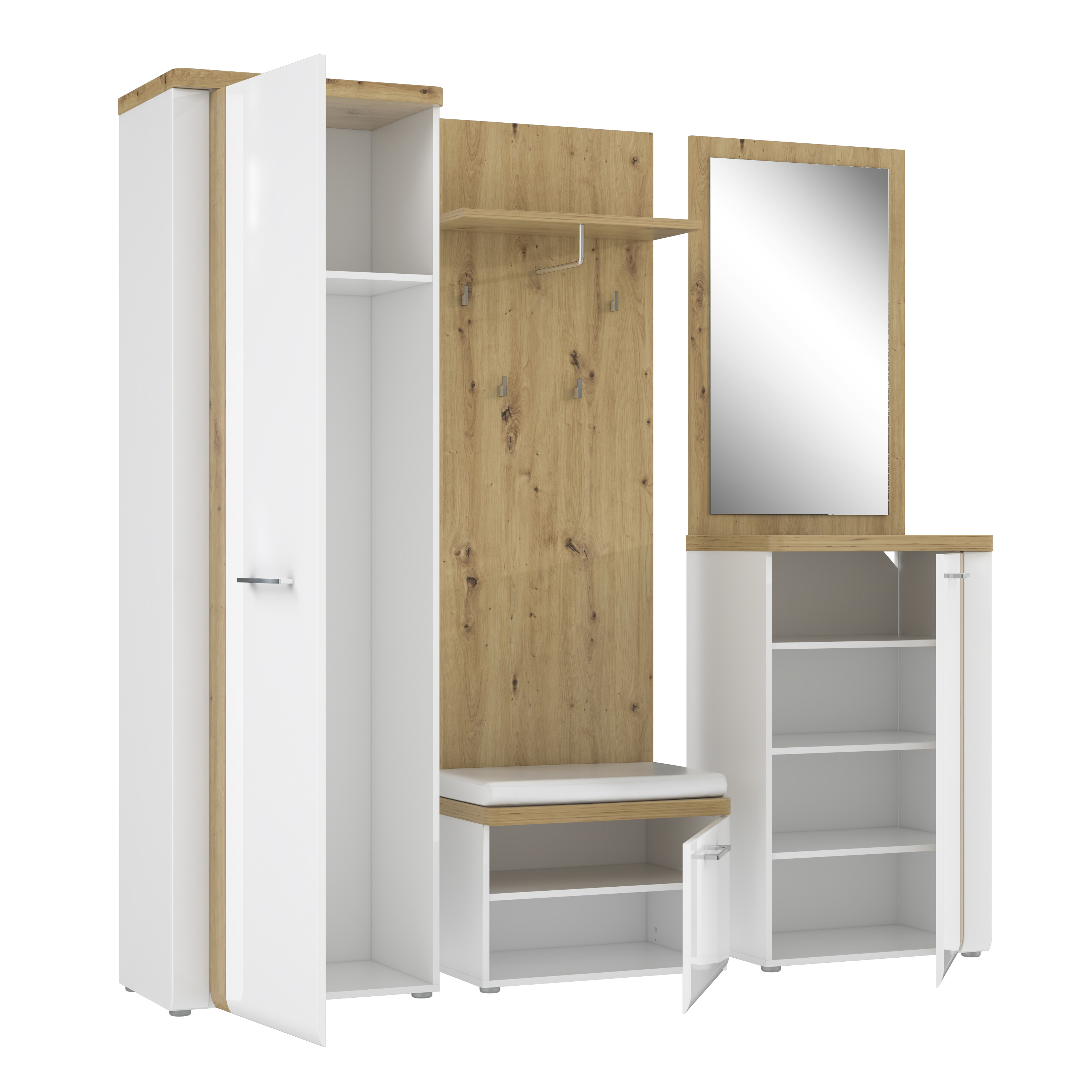 Sitzbank, Weiß, Artisan Eiche - Ferina