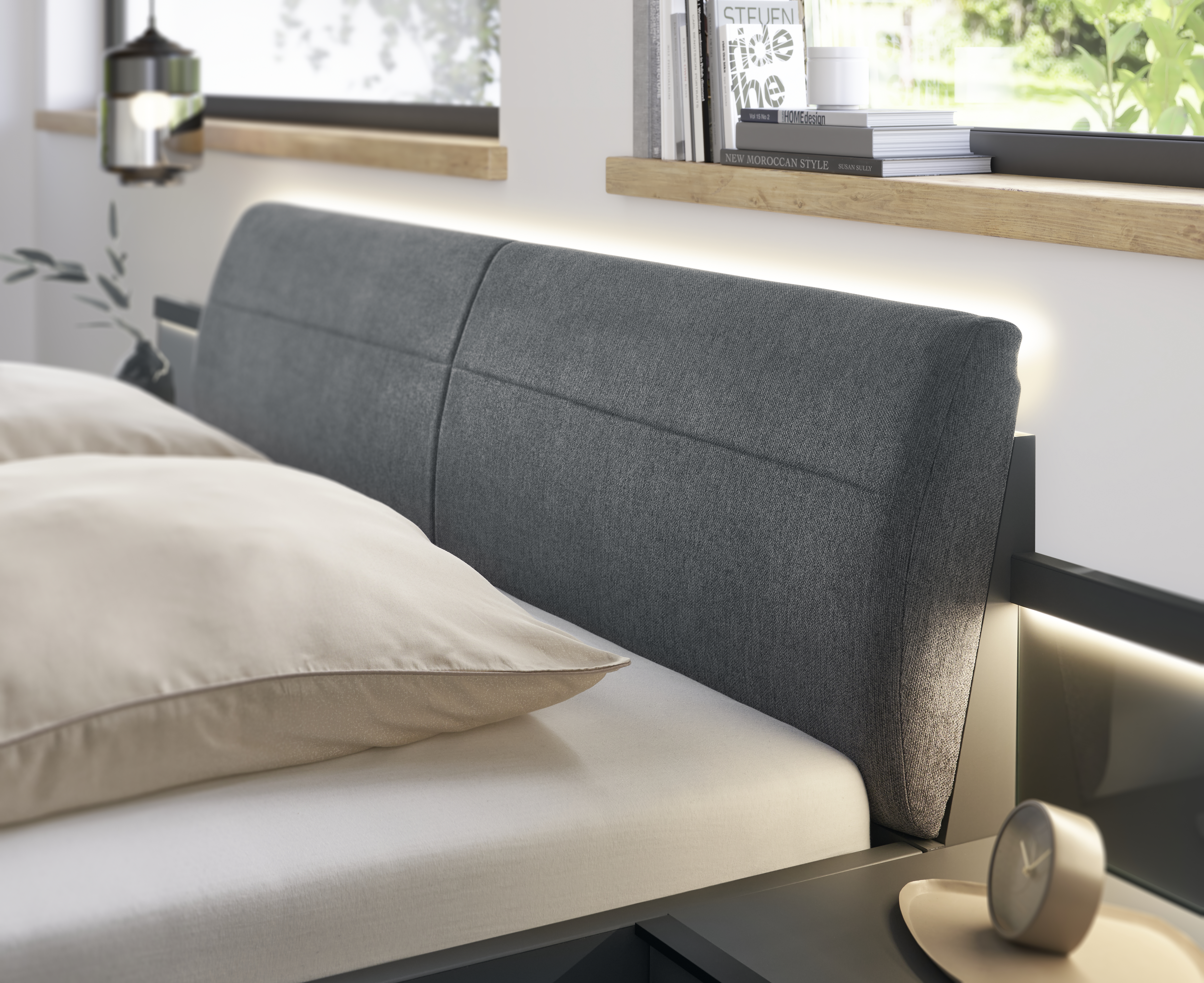 Schlafzimmer, Farbe Lava, Glasfront - San Antonio