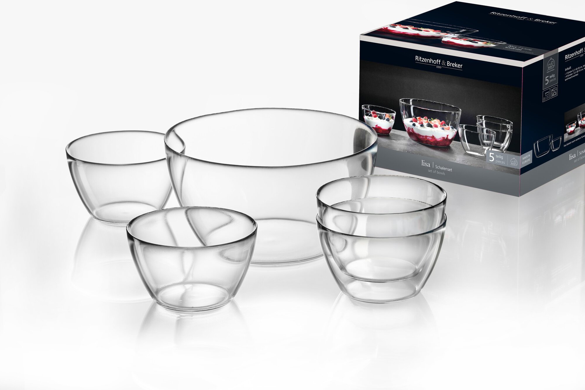 Schalenset Lisa, 5-Tlg. - glas