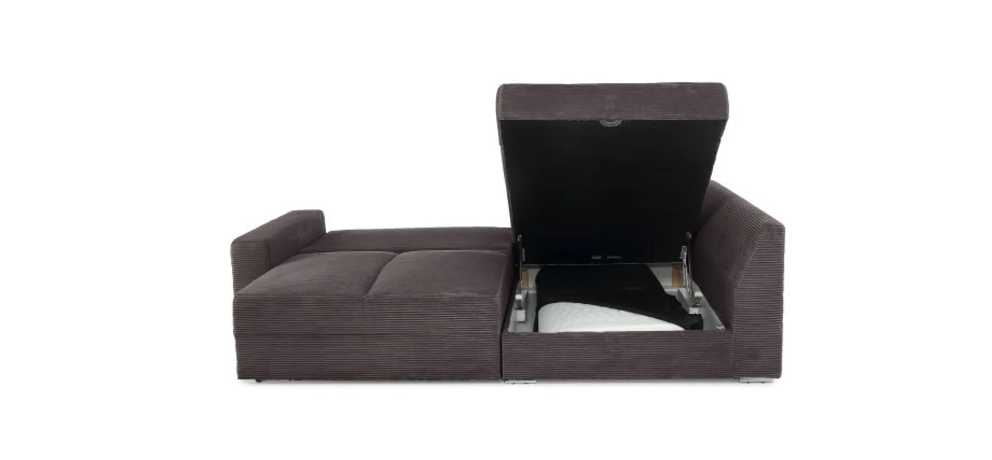 Ecksofa JANIS - 2,5-Sitzer, Ecke rechts inkl. Schlaffunktion, Stoff, Grau