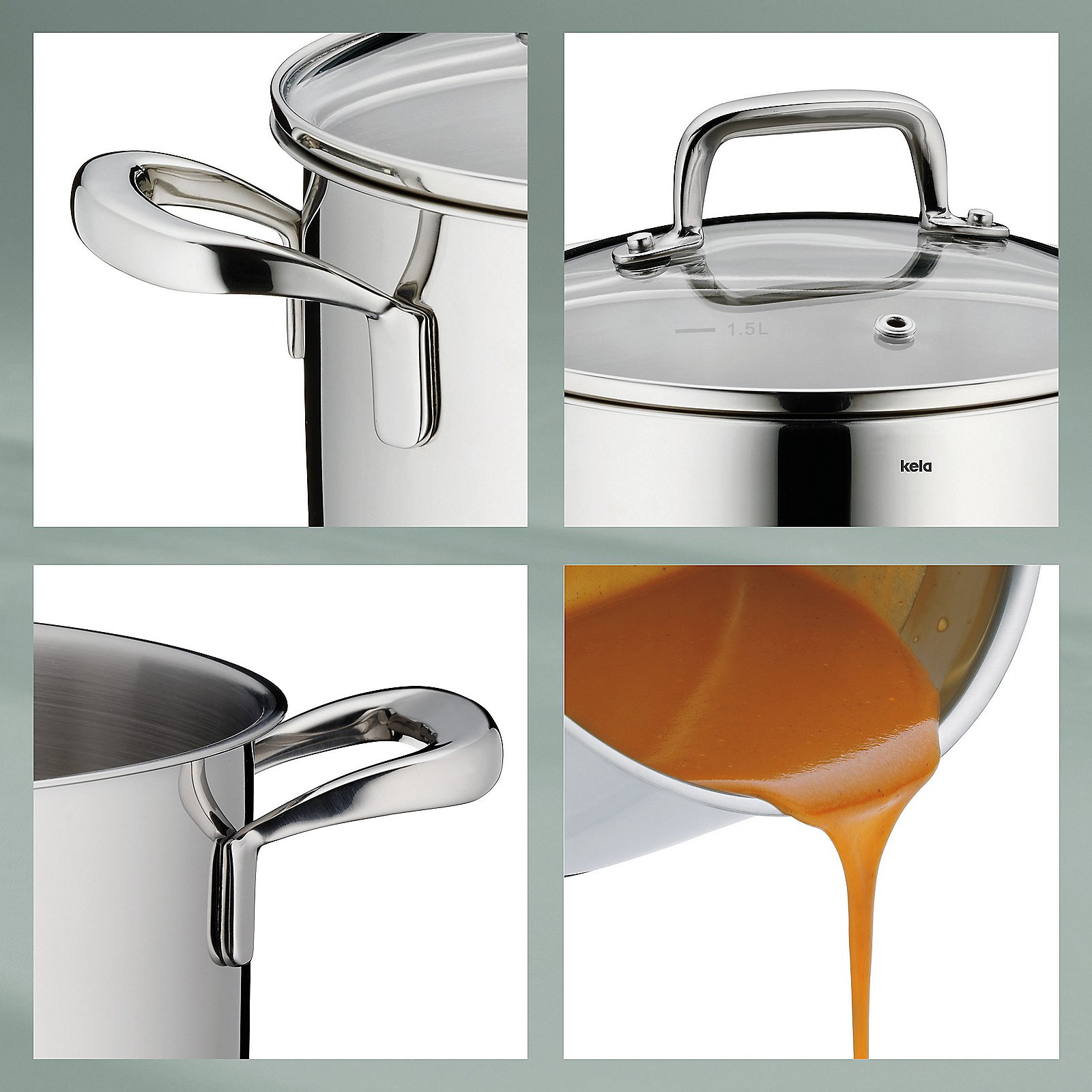 Kochtopf-Set Flavoria 4tlg - Edelstahl 18/10 silber glänzend