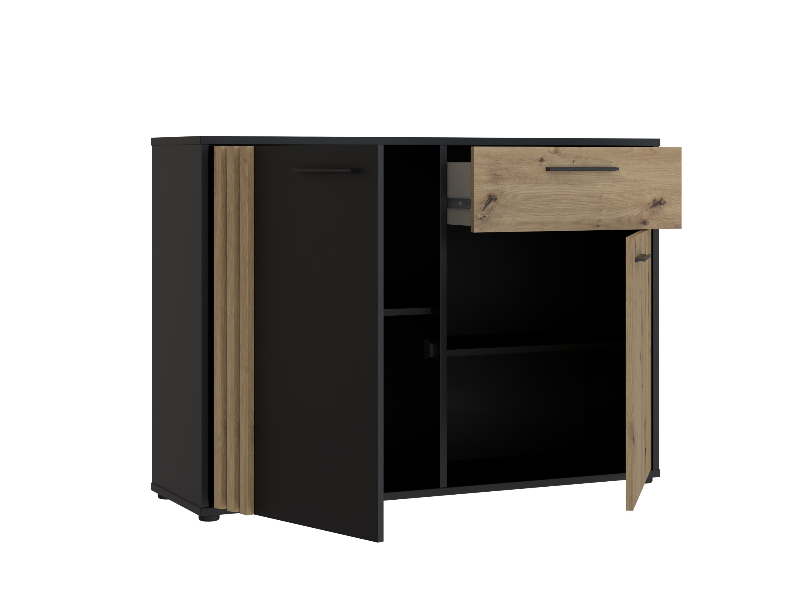 Kommode, Balck/Artisan Oak  - Floriss