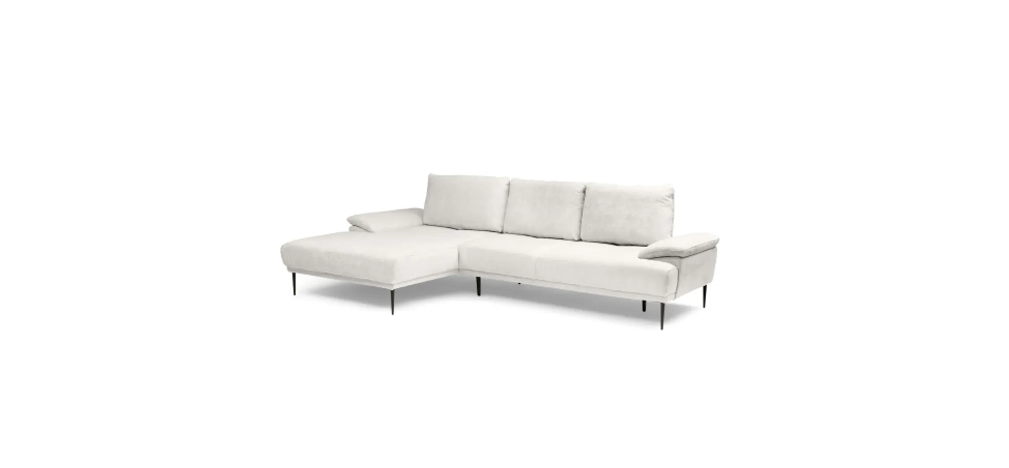 Ecksofa ENRIK - Ecke links, 2,5-Sitzer inkl. Sitztiefenverstellungen, Stoff, Hellgrau