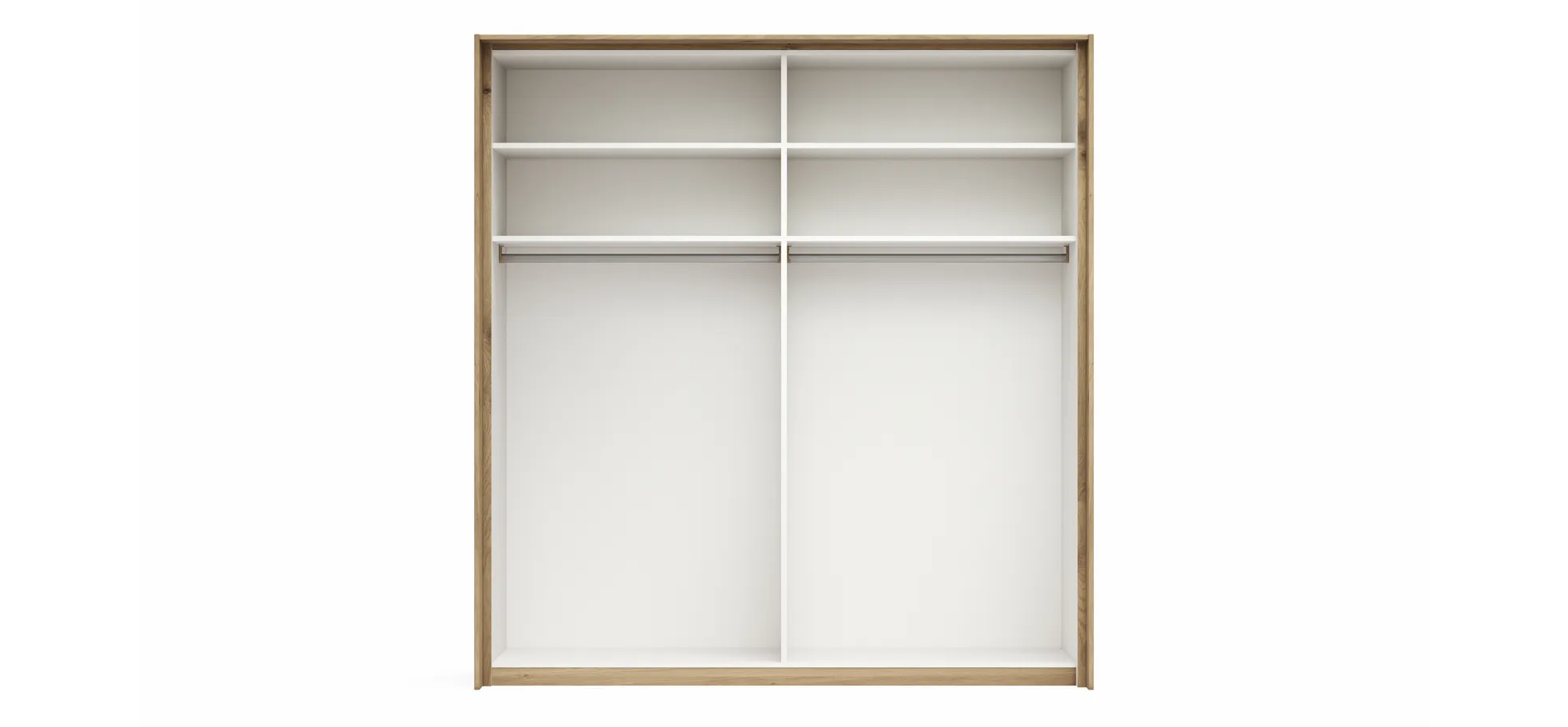 Schwebetürenschrank Viana - B ca. 188 cm, Furnier, Balkeneiche, Hellgrau