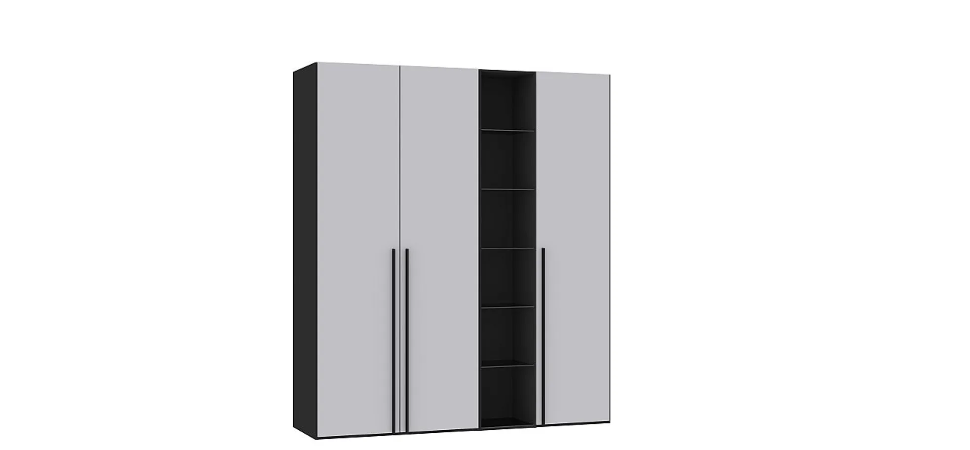 Drehtürenschrank JOIN IT- B ca. 191 cm., inkl. Regal, Schwarz, Glas, Hellgrau
