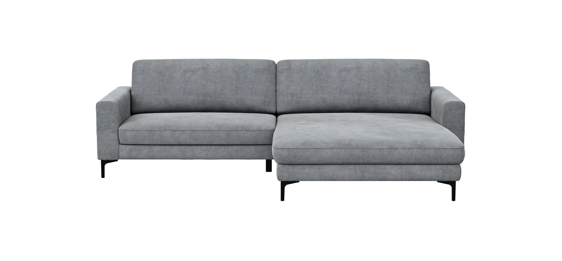 Ecksofa Oviedo - 1,5-Sitzer mit Longchair rechts, Stoff, Grau