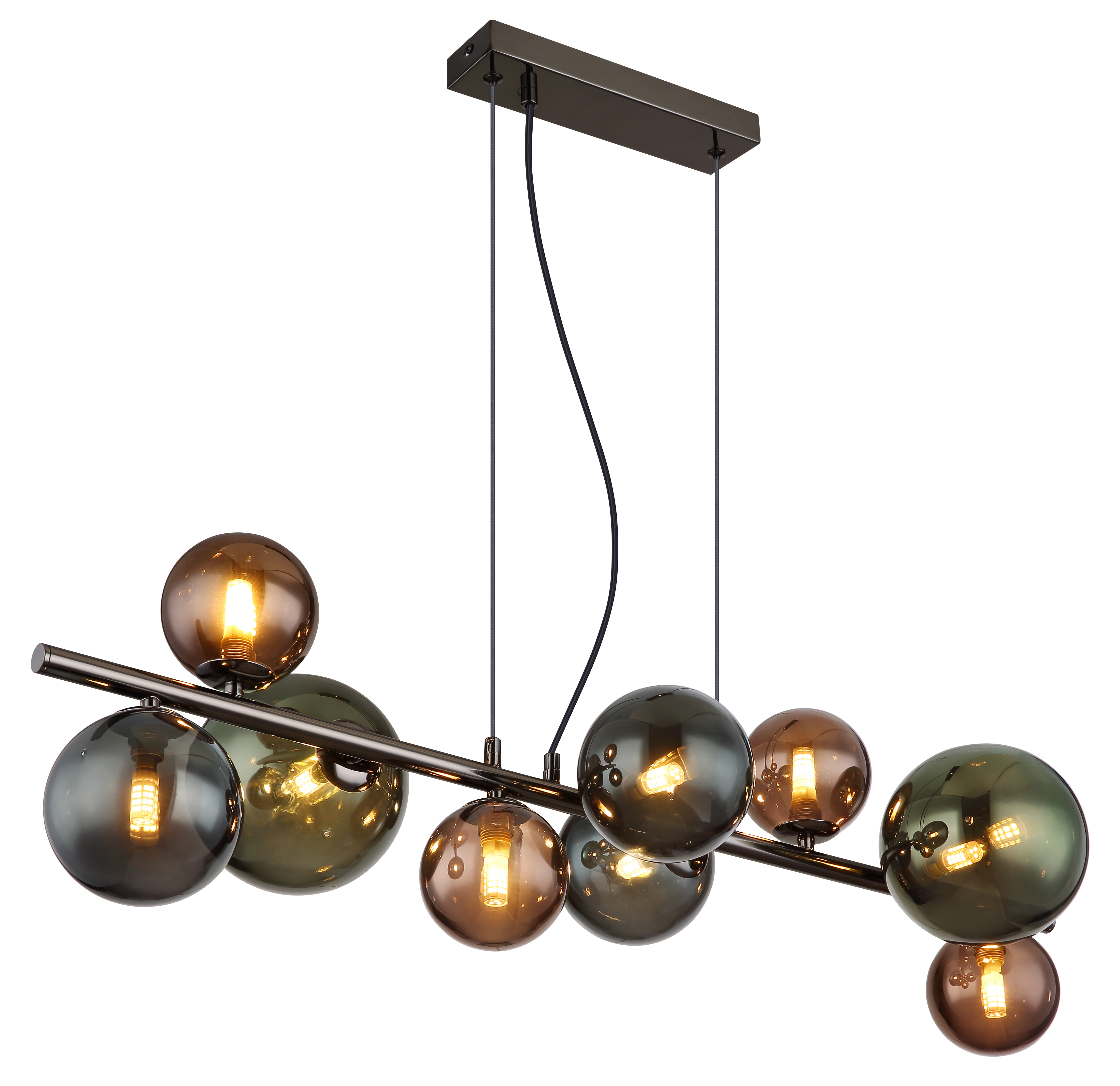 Pendelleuchte RIHA - 9xLED, Metall grau matt, 86x36x120cm