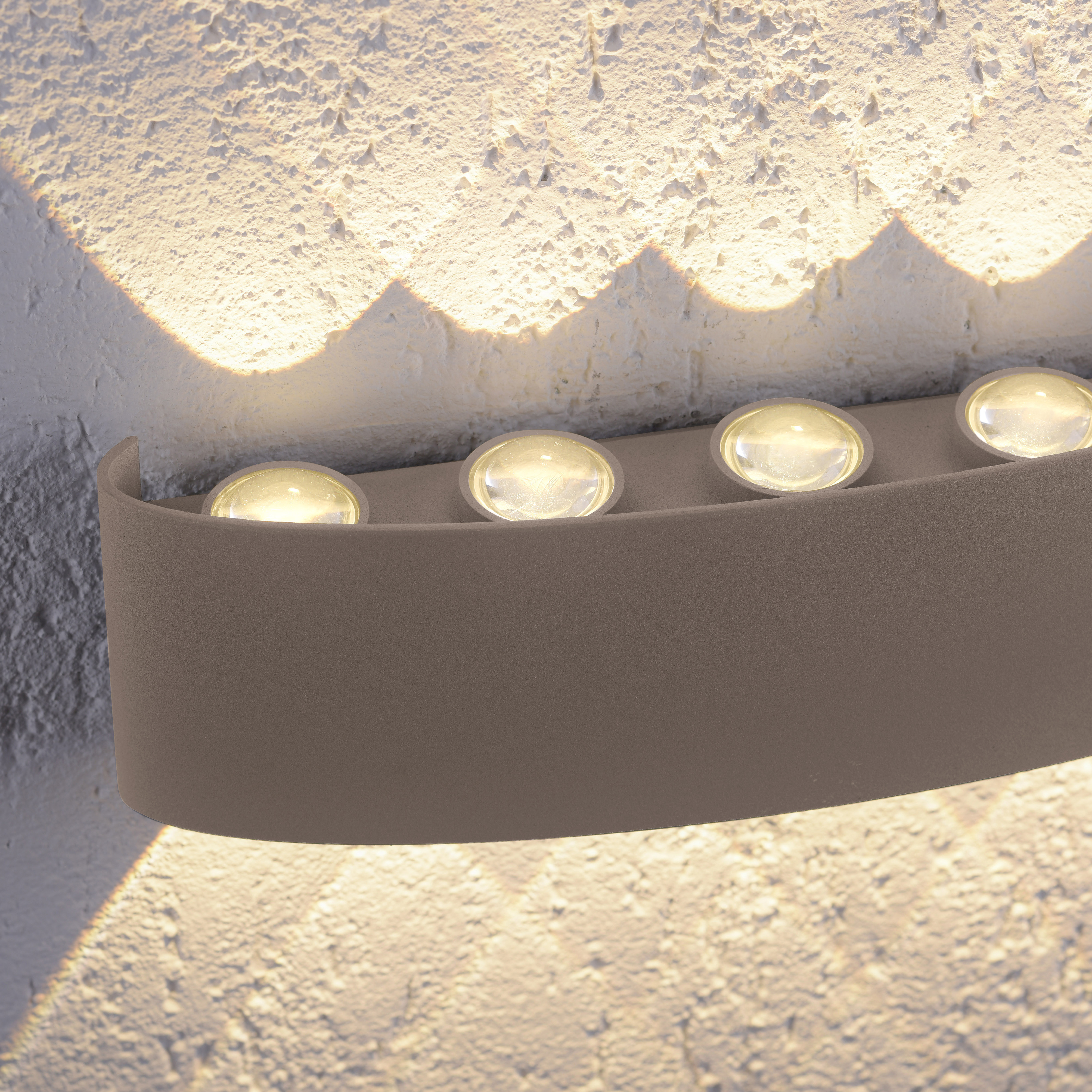 Wandleuchte CARLO - 10-flg., LED, sand, ca. 27x4,7x8cm