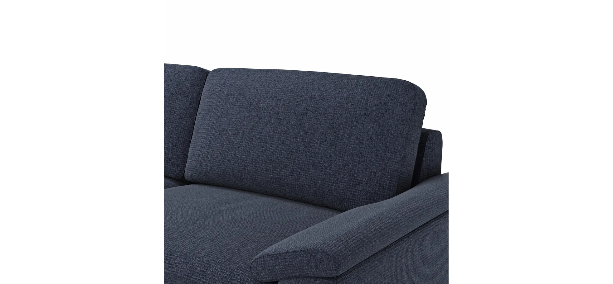 Ecksofa Oviedo - Ecke links mit 2,5-Sitzer inkl. Drehsitz, Stoff, Dunkelblau