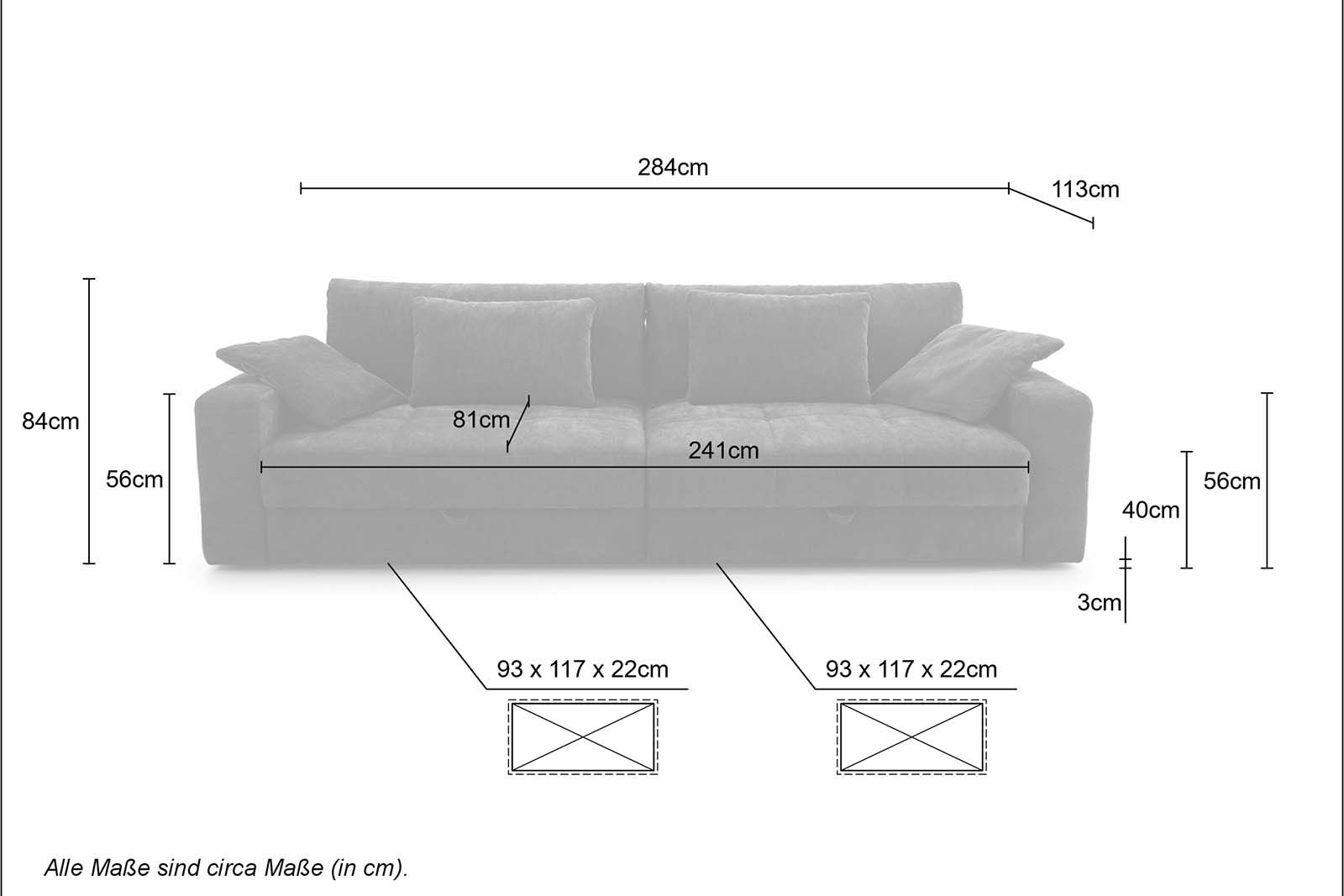 Schlafsofa, Stoff greige Nosagfederung - Jella