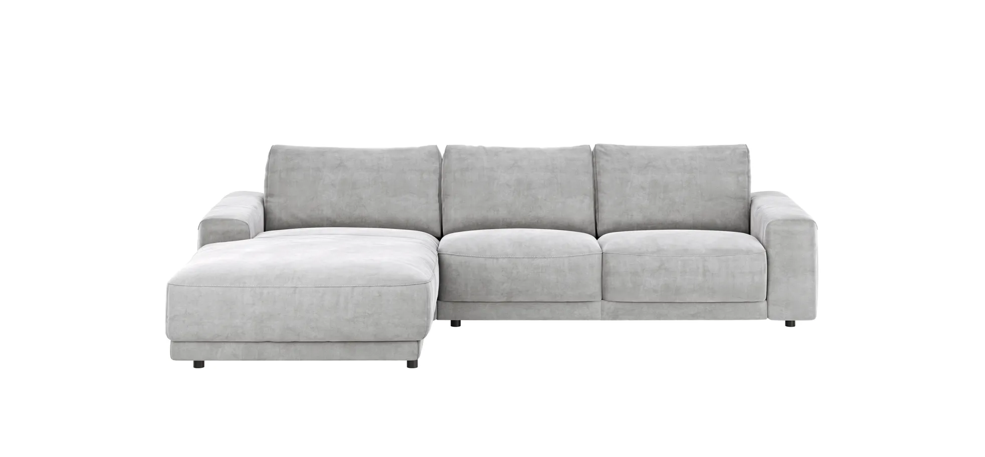 Ecksofa Balok - Longchair groß links mit 2,5-Sitzer, Stoff, Eisengrau