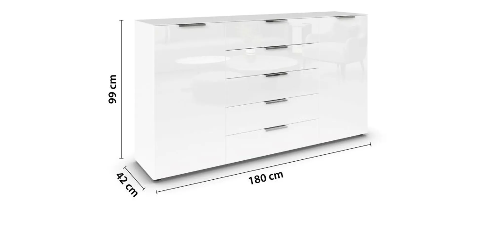 Kommode RIPP- Weiß, Glas, Weiß