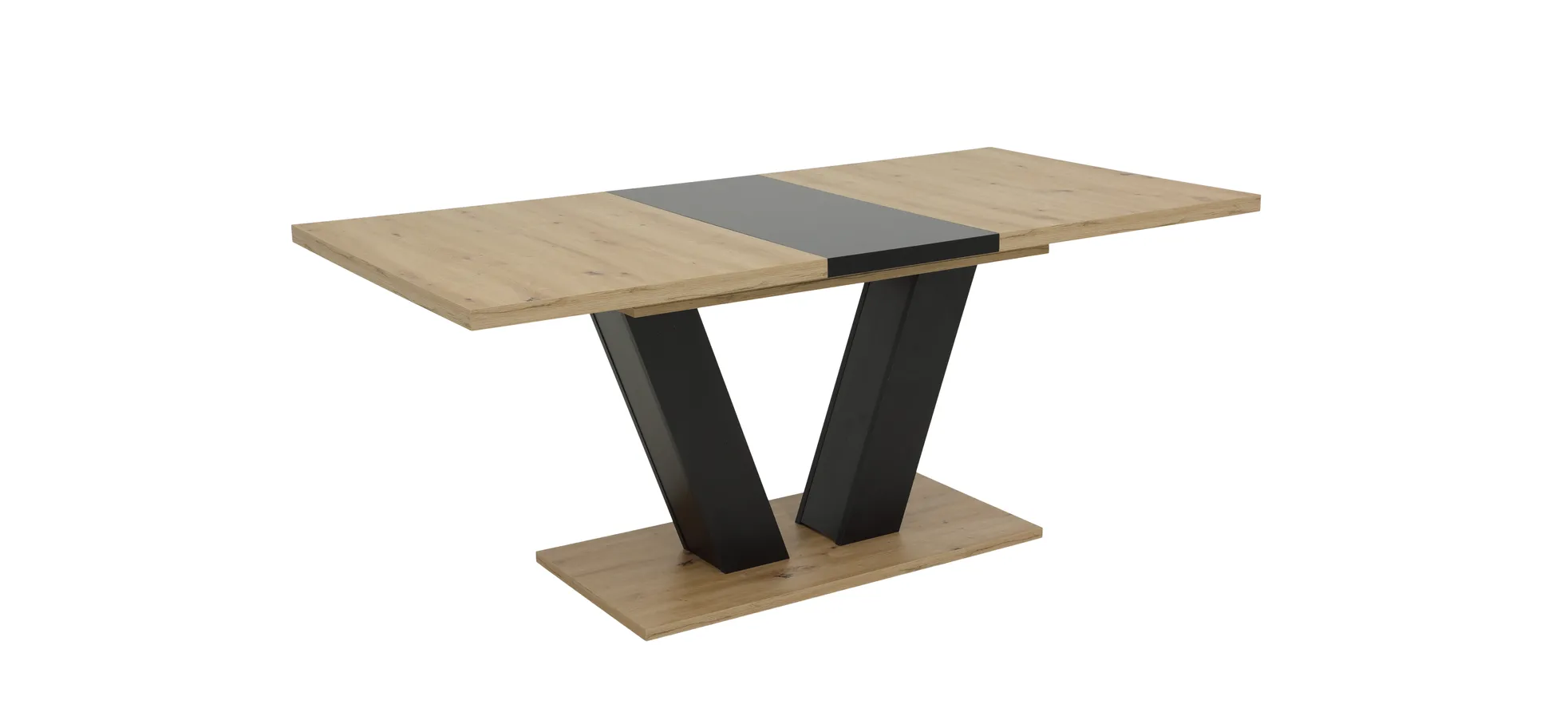 Esstisch - ausziehbar, LB ca. 140x90 cm, Artisan Eiche Nachbildung, Schwarz