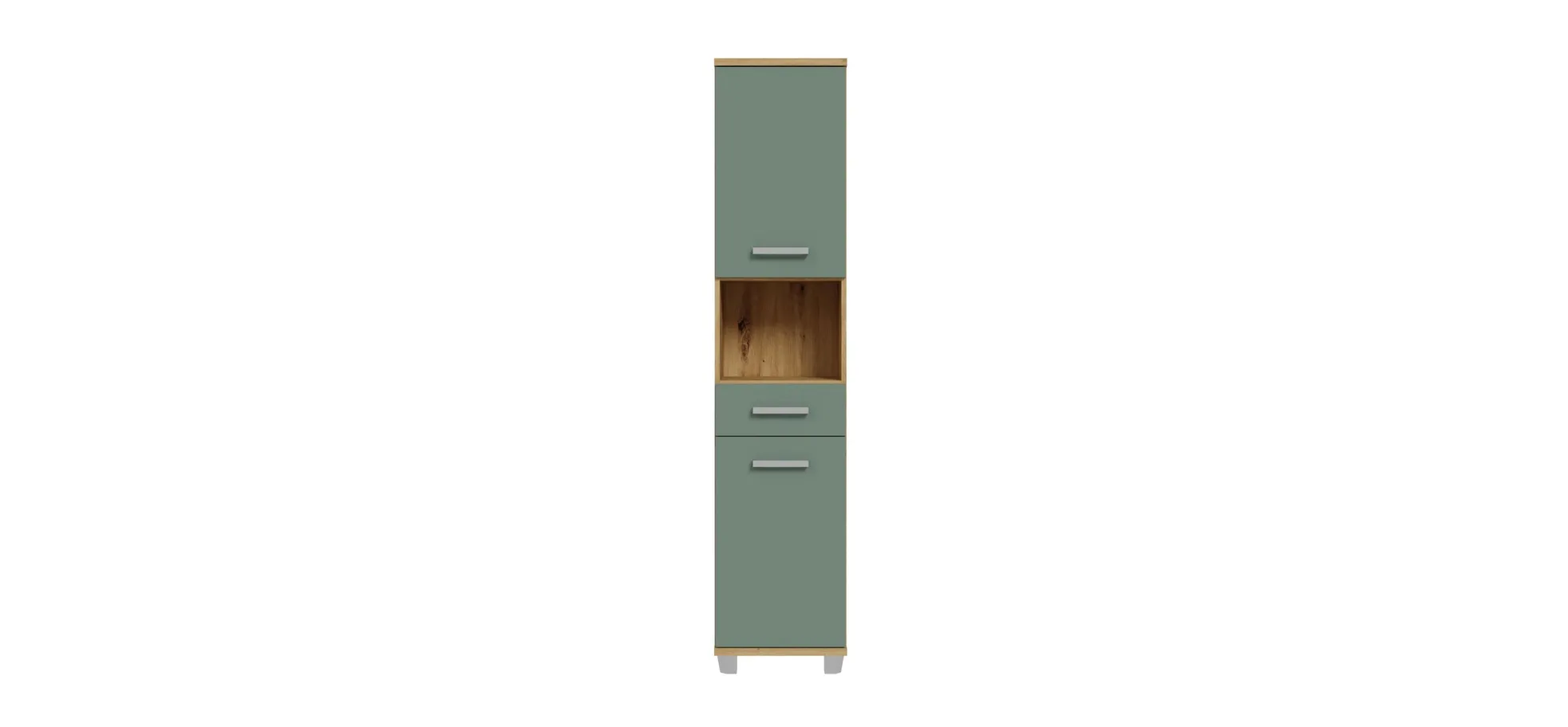 Hochschrank- B ca. 40 cm, Eiche Dekor, Graugrün
