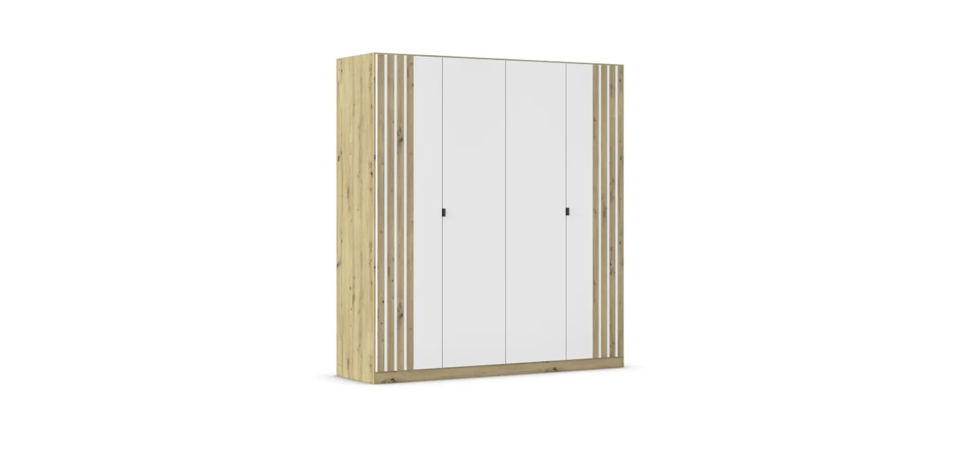 Drehtürenschrank RUERTO- B ca. 181 cm, Eiche Dekor, Weiß, Paneel, Eiche Dekor