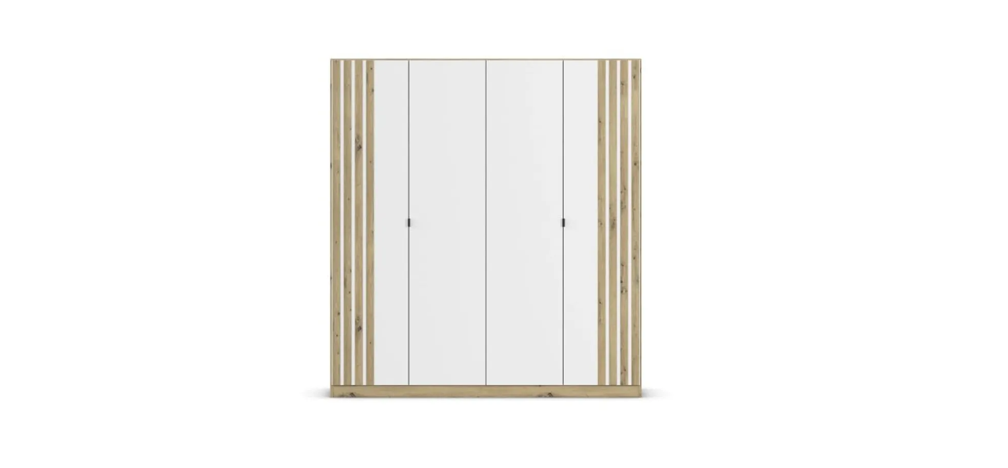 Drehtürenschrank RUERTO- B ca. 181 cm, Eiche Dekor, Weiß, Paneel, Eiche Dekor